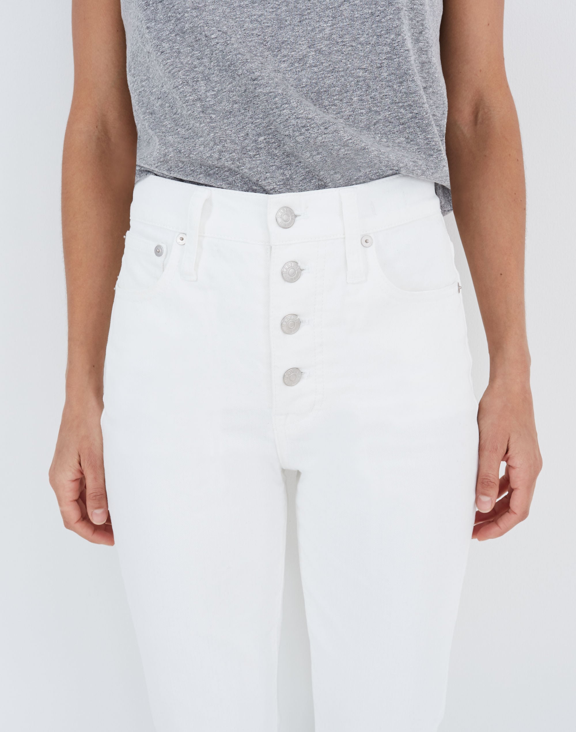 The Perfect Vintage Crop Jean in Tile White: Button-Front Edition