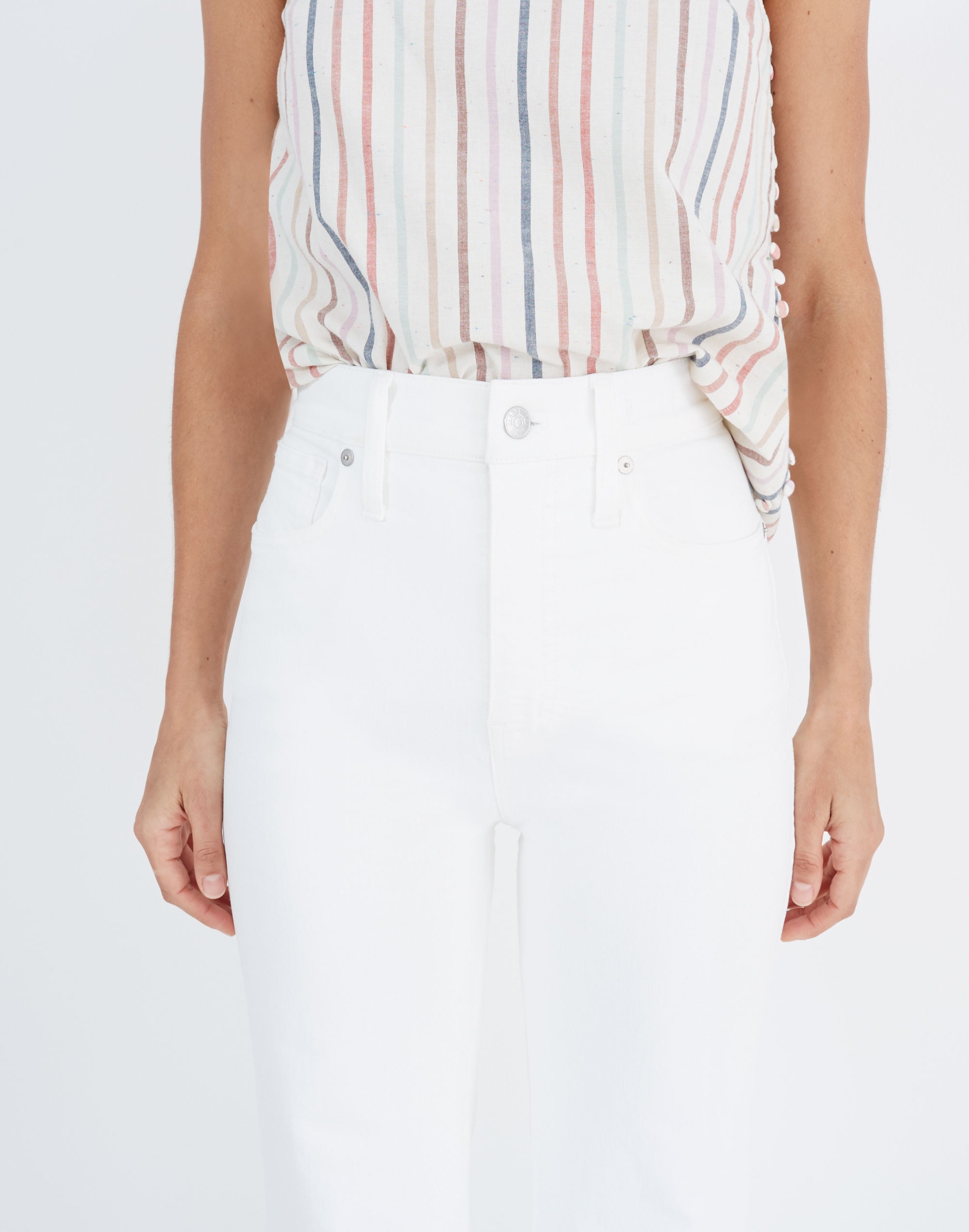 11" High-Rise Flare Jeans in Tile White