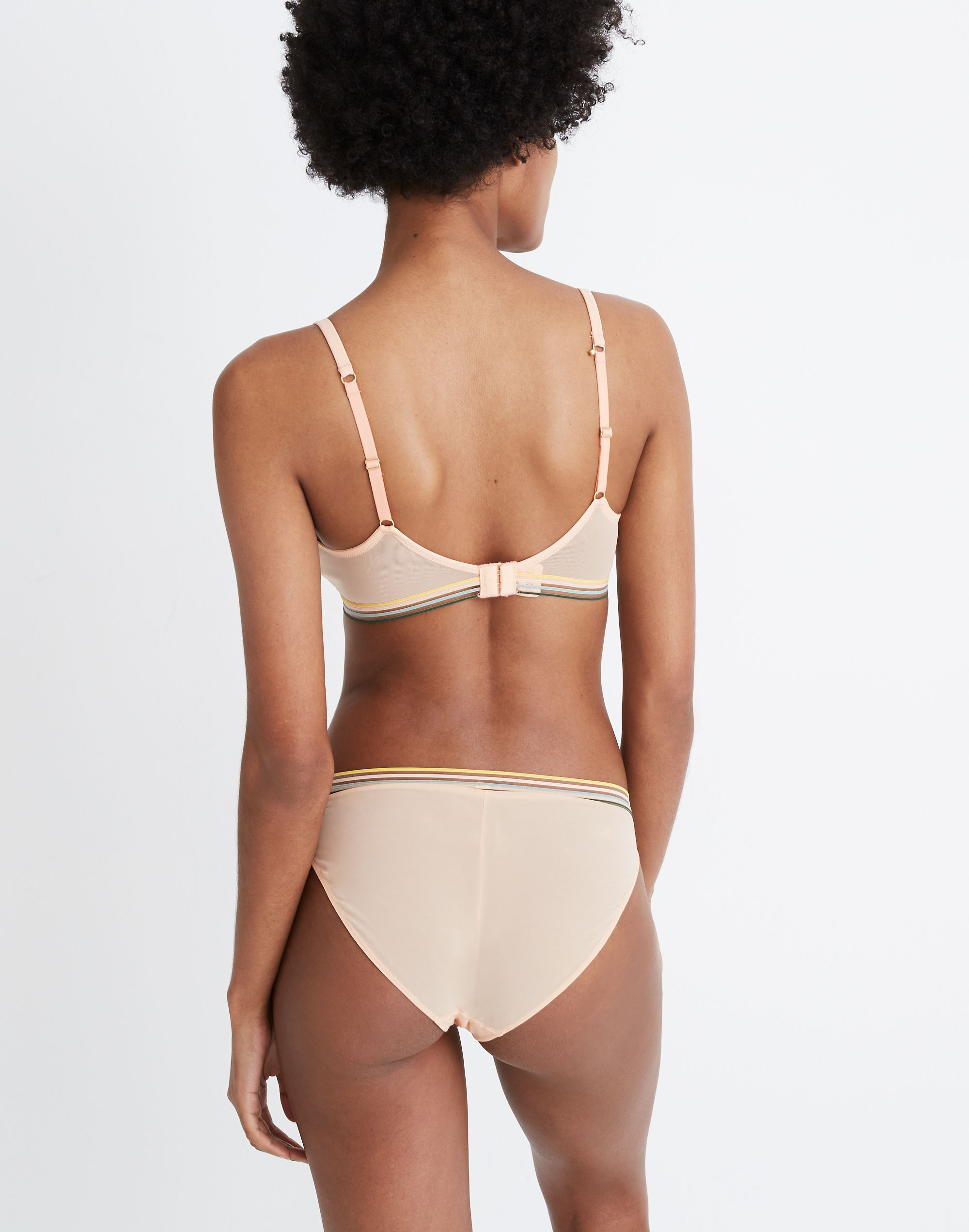 Rainbow-Trimmed Mesh Bikini