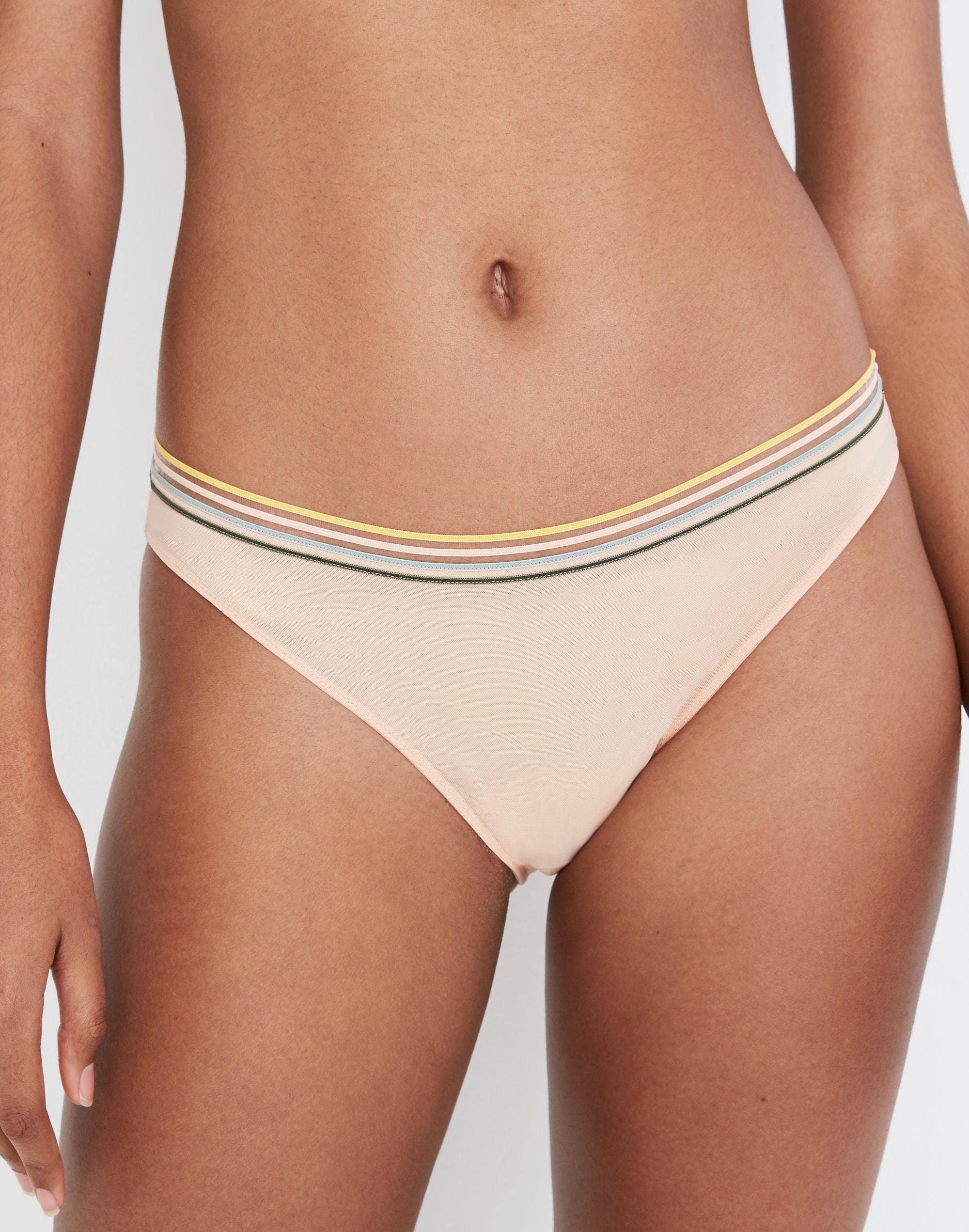 Rainbow-Trimmed Mesh Bikini