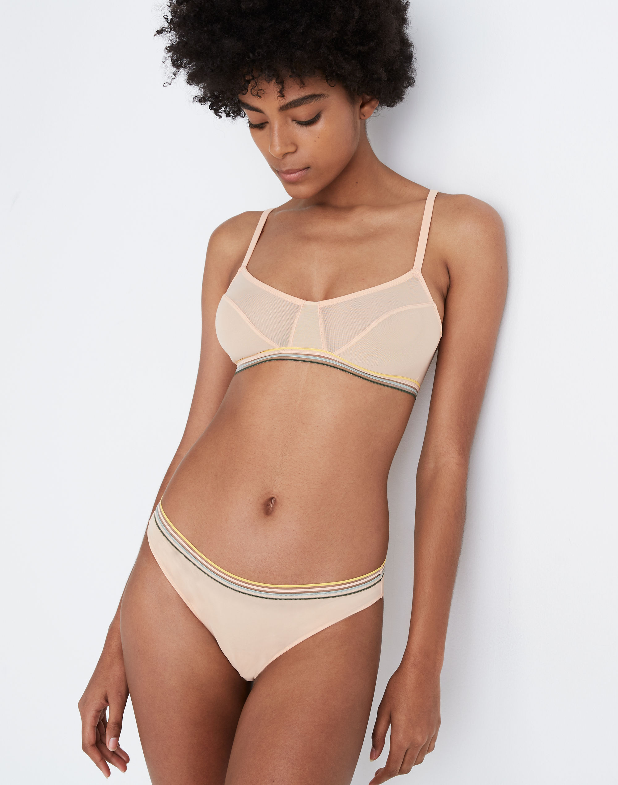 Rainbow-Trimmed Mesh Bikini