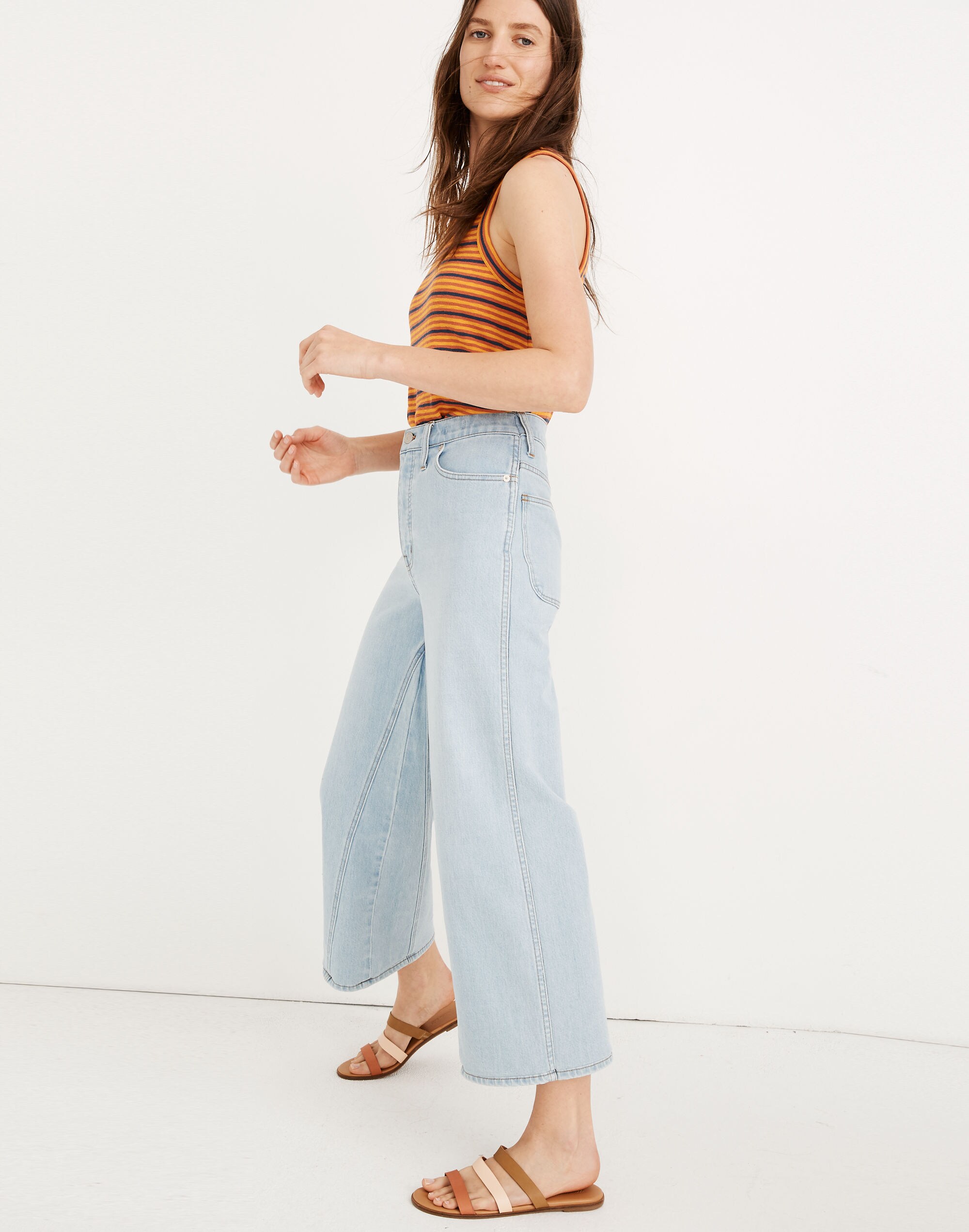 Wide-Leg Crop Jeans in Fitzgerald Wash: Pieced Inset Edition