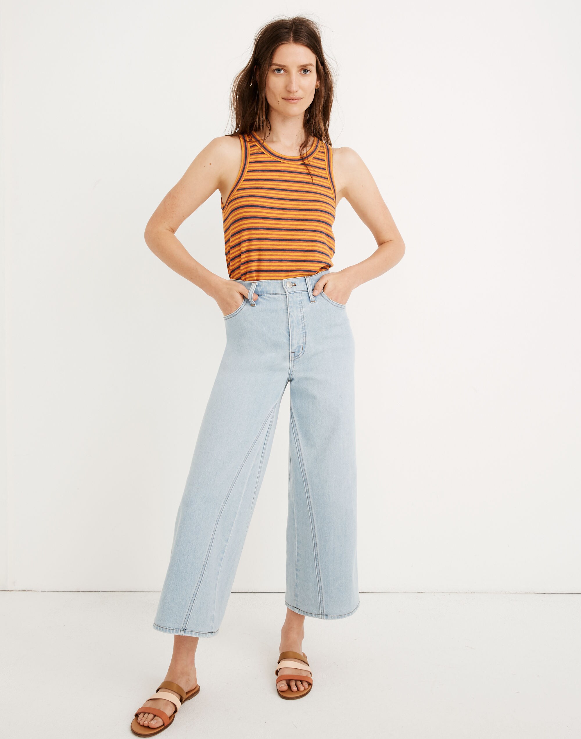 Wide-Leg Crop Jeans in Fitzgerald Wash: Pieced Inset Edition