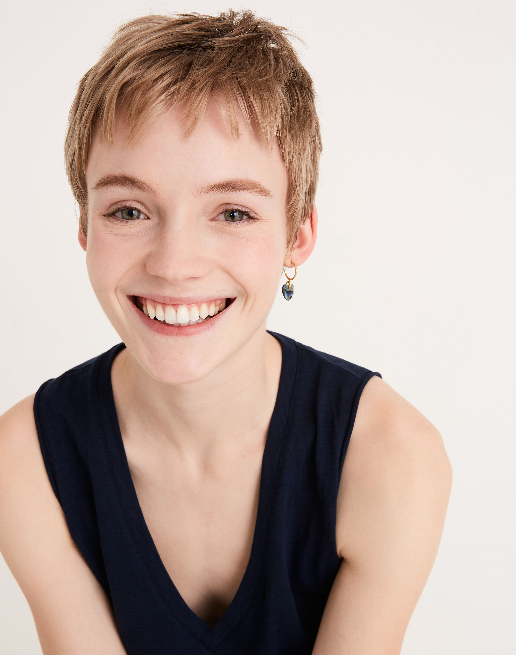 Abalone Heart Mini Hoop Earrings