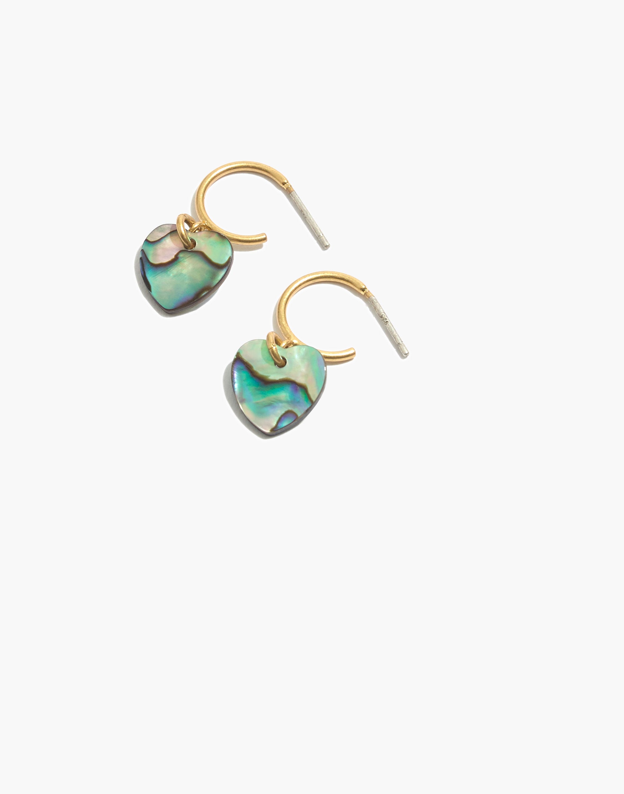 Abalone Heart Mini Hoop Earrings
