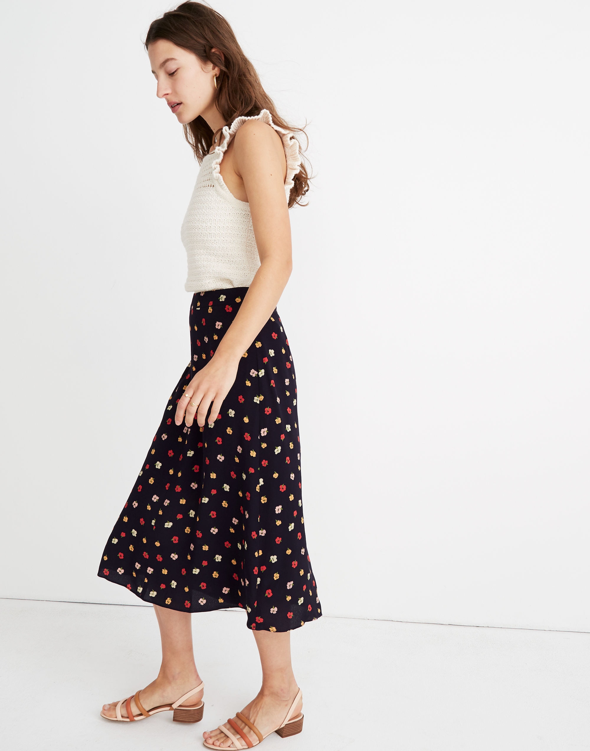 A-Line Midi Skirt in Confetti Floral