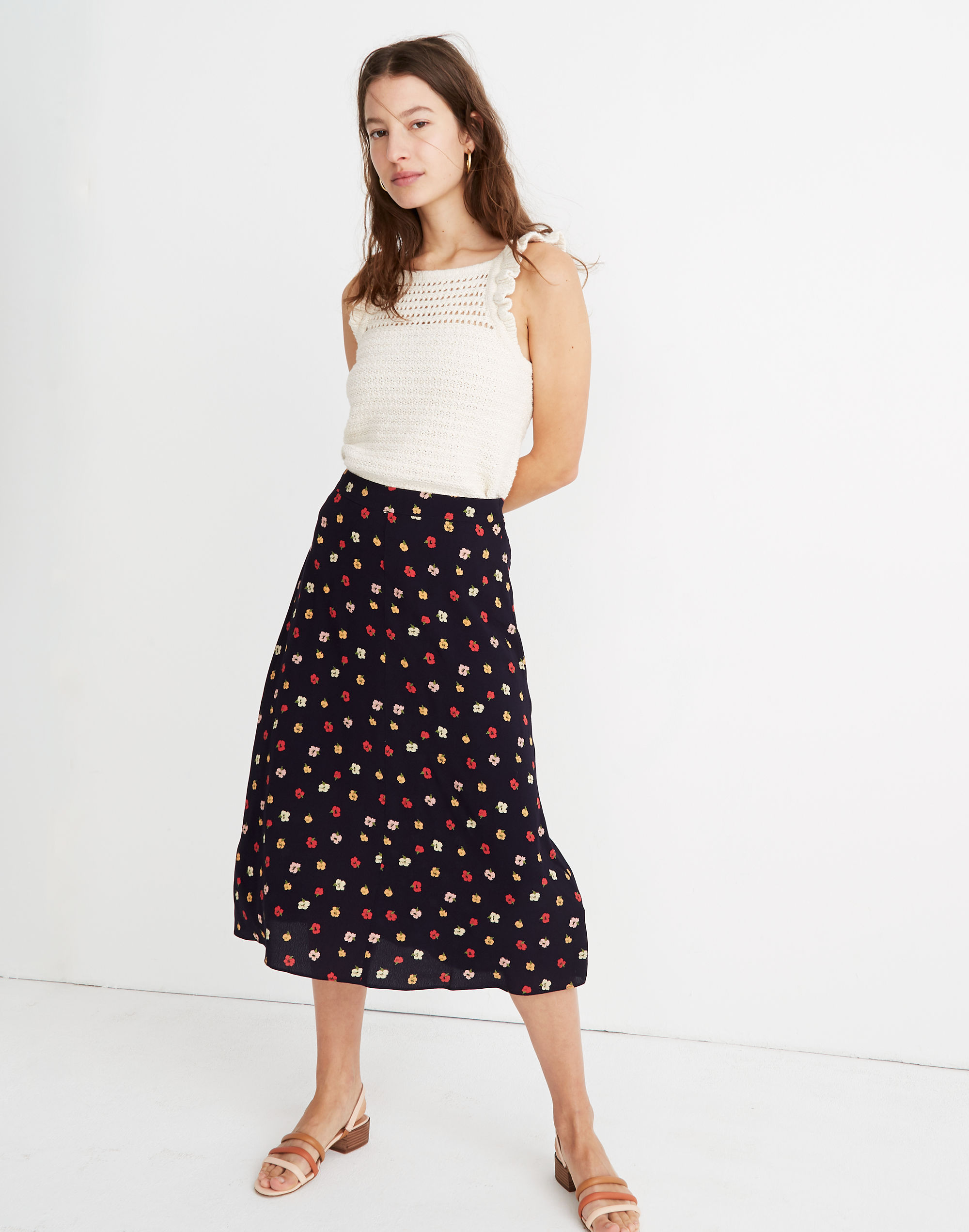 A-Line Midi Skirt in Confetti Floral