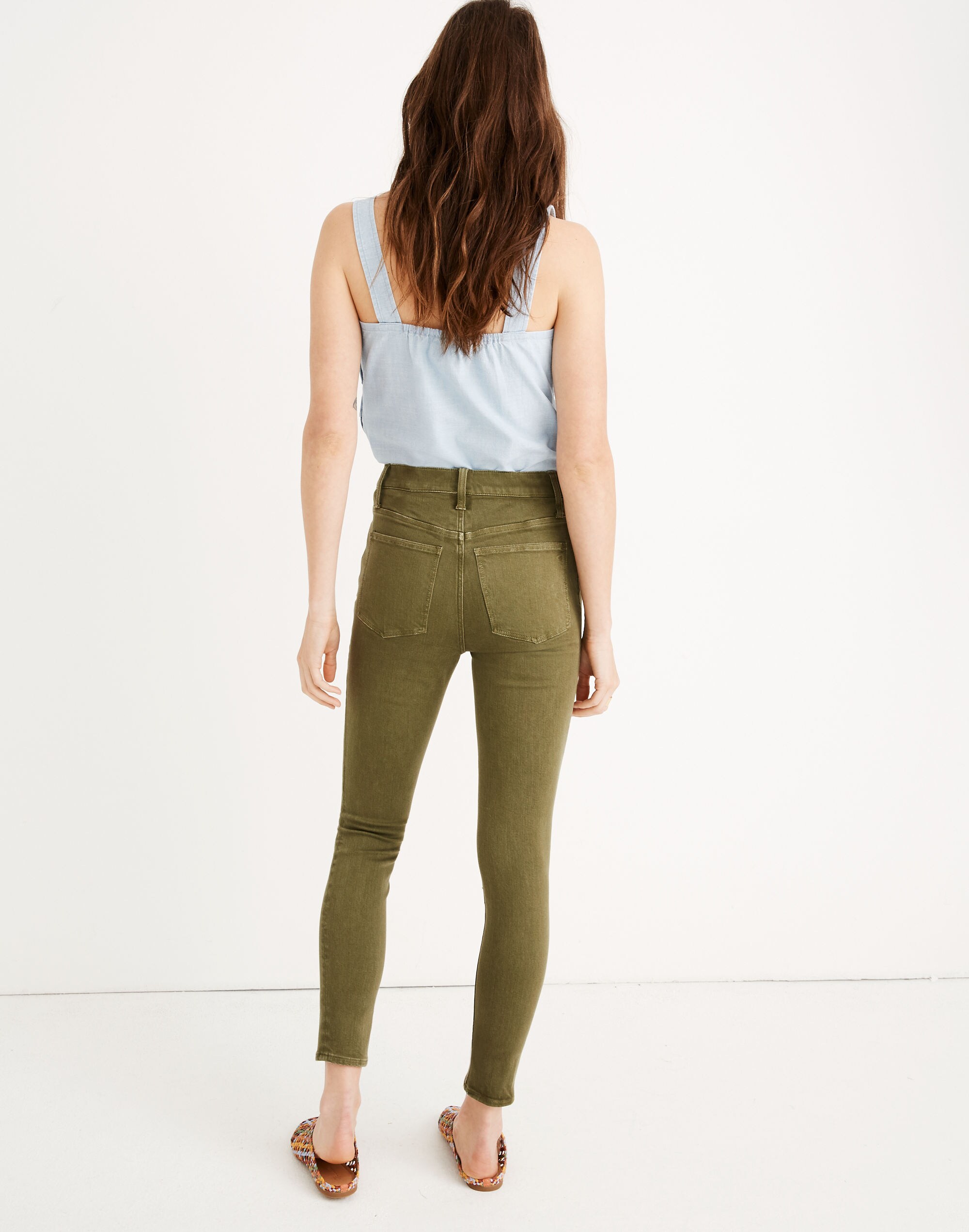 9" Mid-Rise Skinny Crop Jeans: Garment-Dyed Button-Front Edition