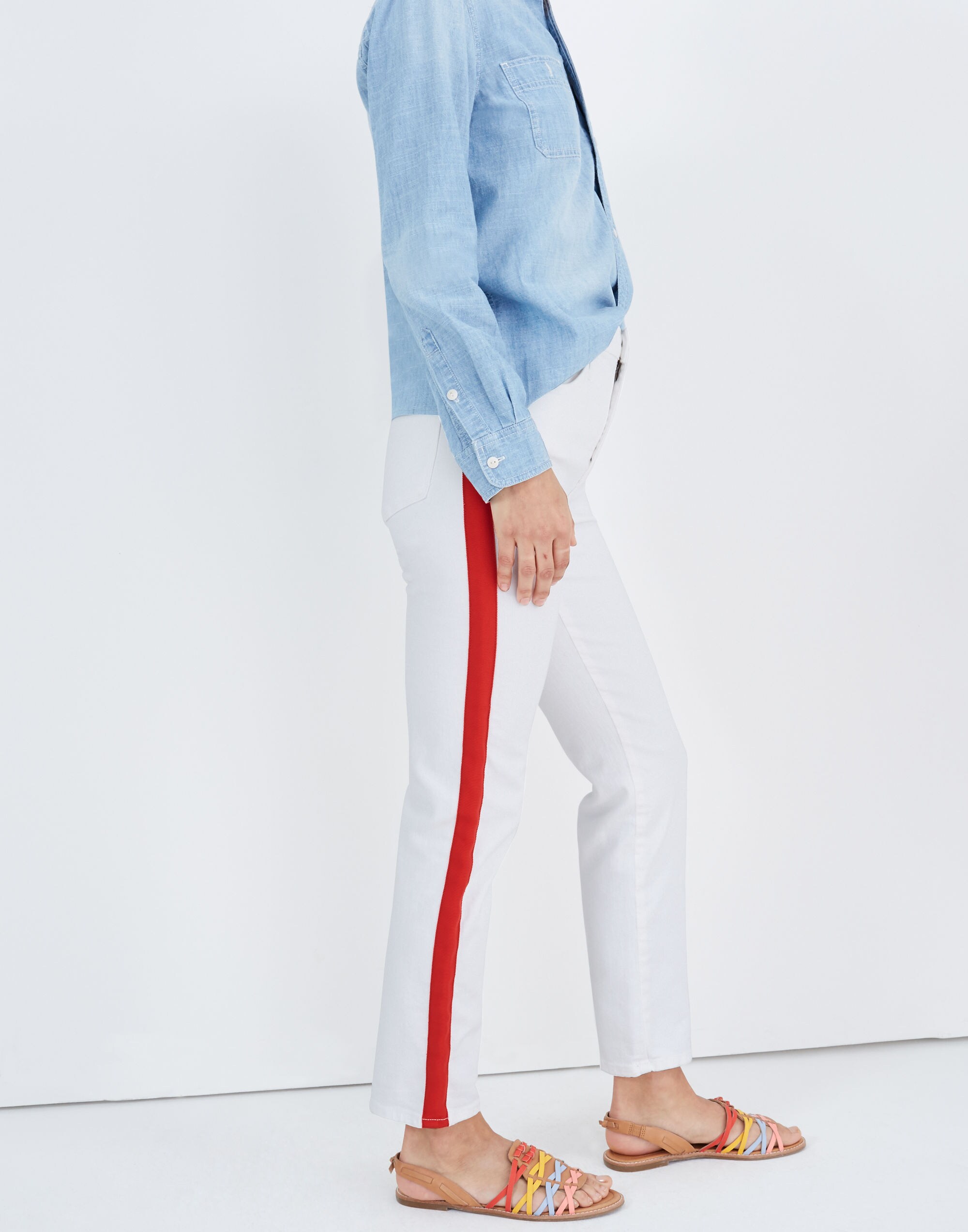Stovepipe Jeans in Tile White: Tuxedo Stripe Edition