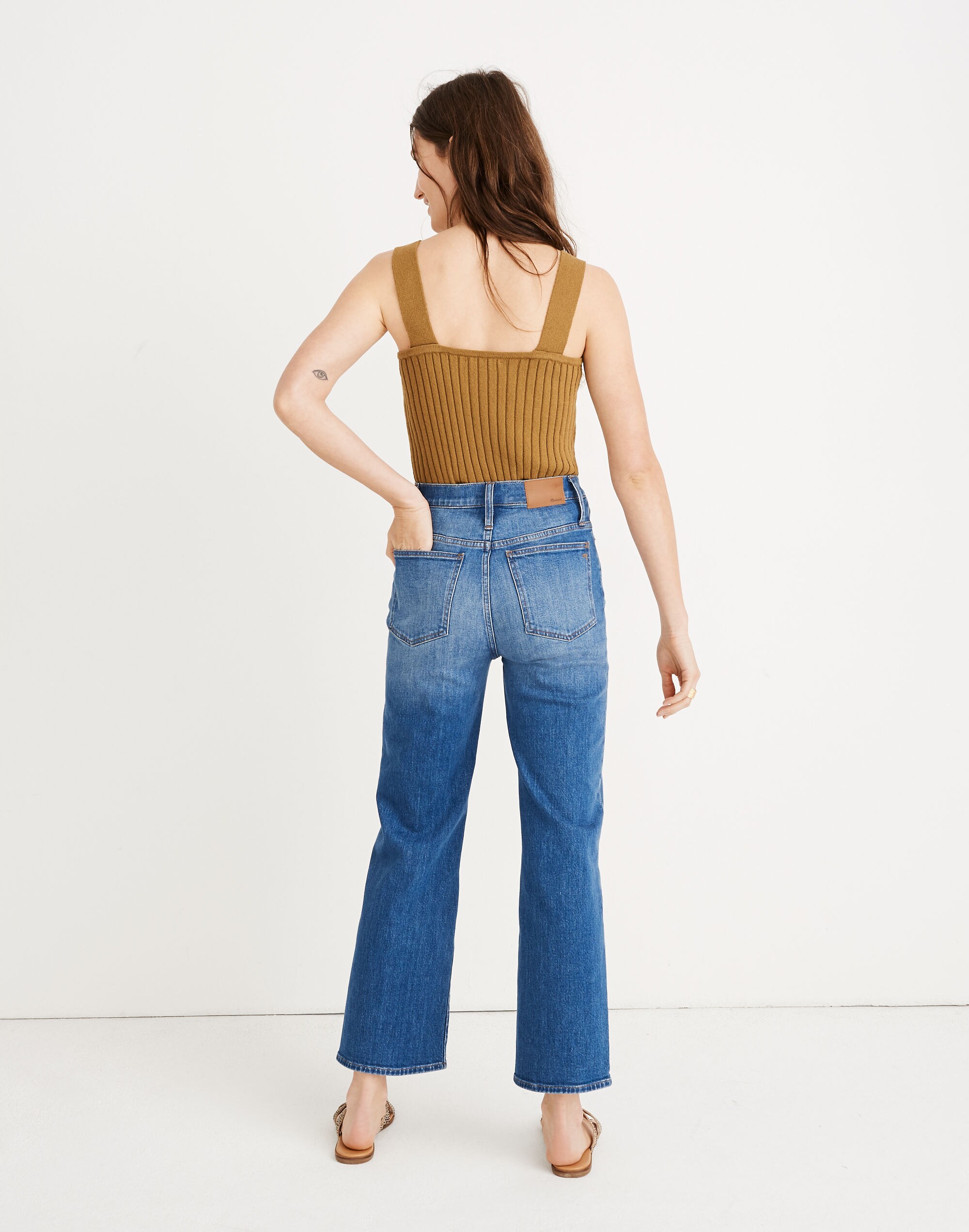 Slim Wide-Leg Jeans in Olympia Wash: Button-Front Edition
