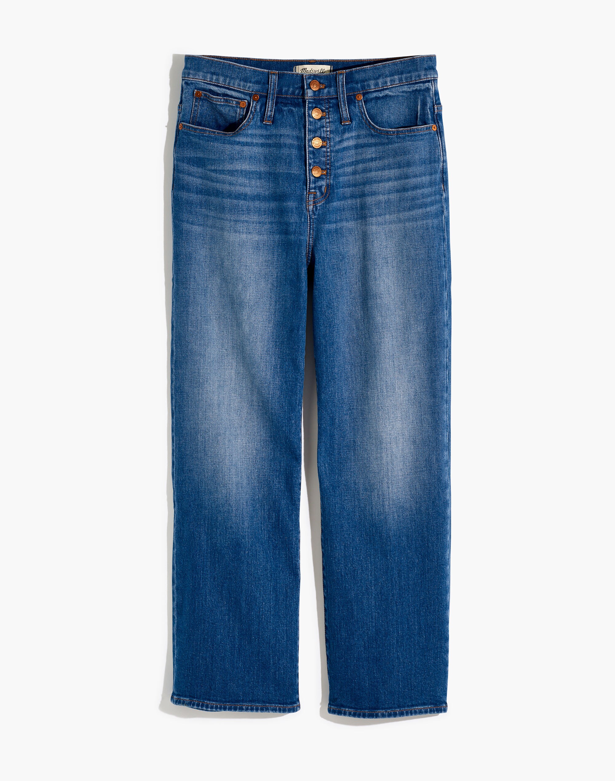 Slim Wide-Leg Jeans in Olympia Wash: Button-Front Edition