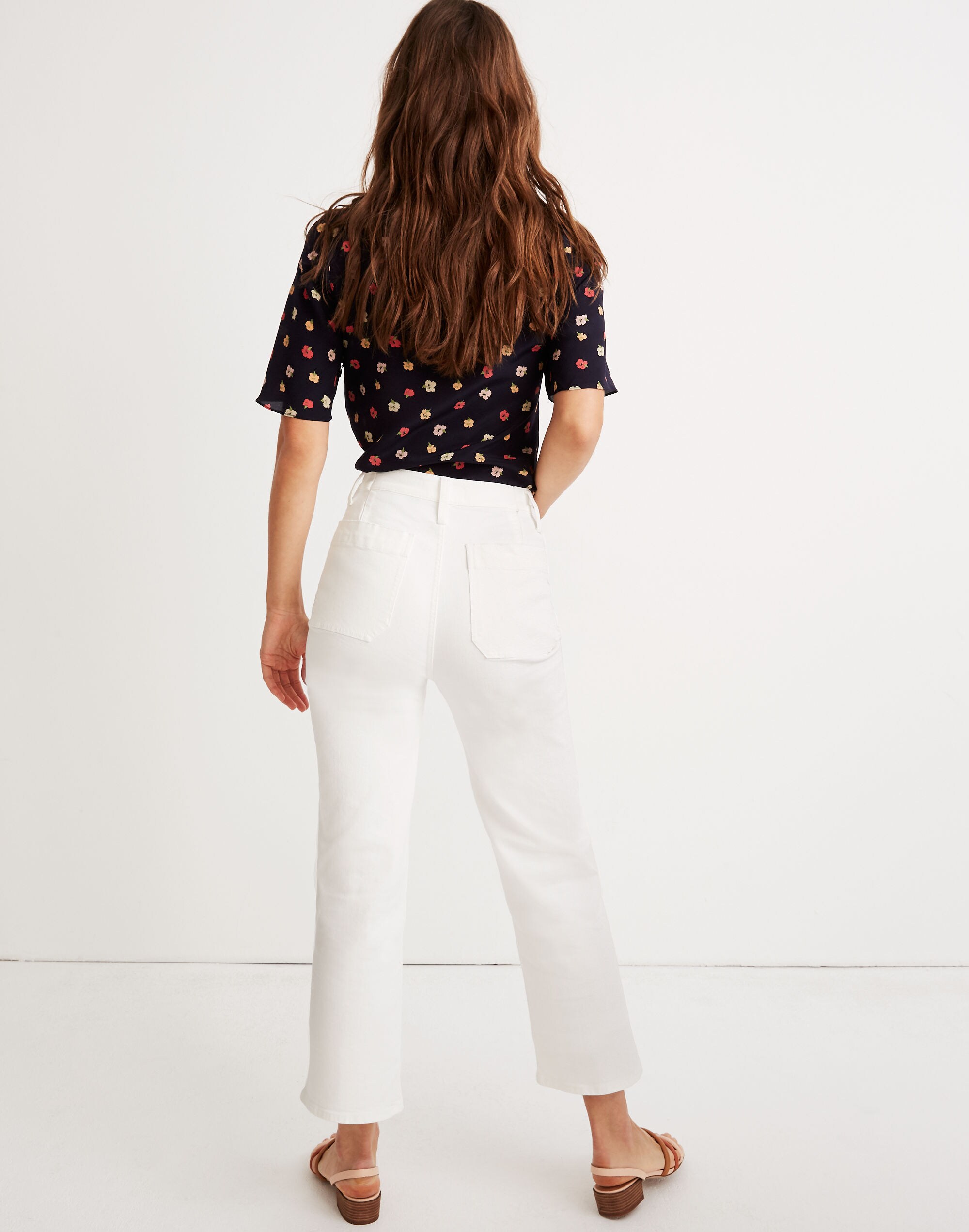 Slim Wide-Leg Jeans in Tile White: Patch Pocket Edition