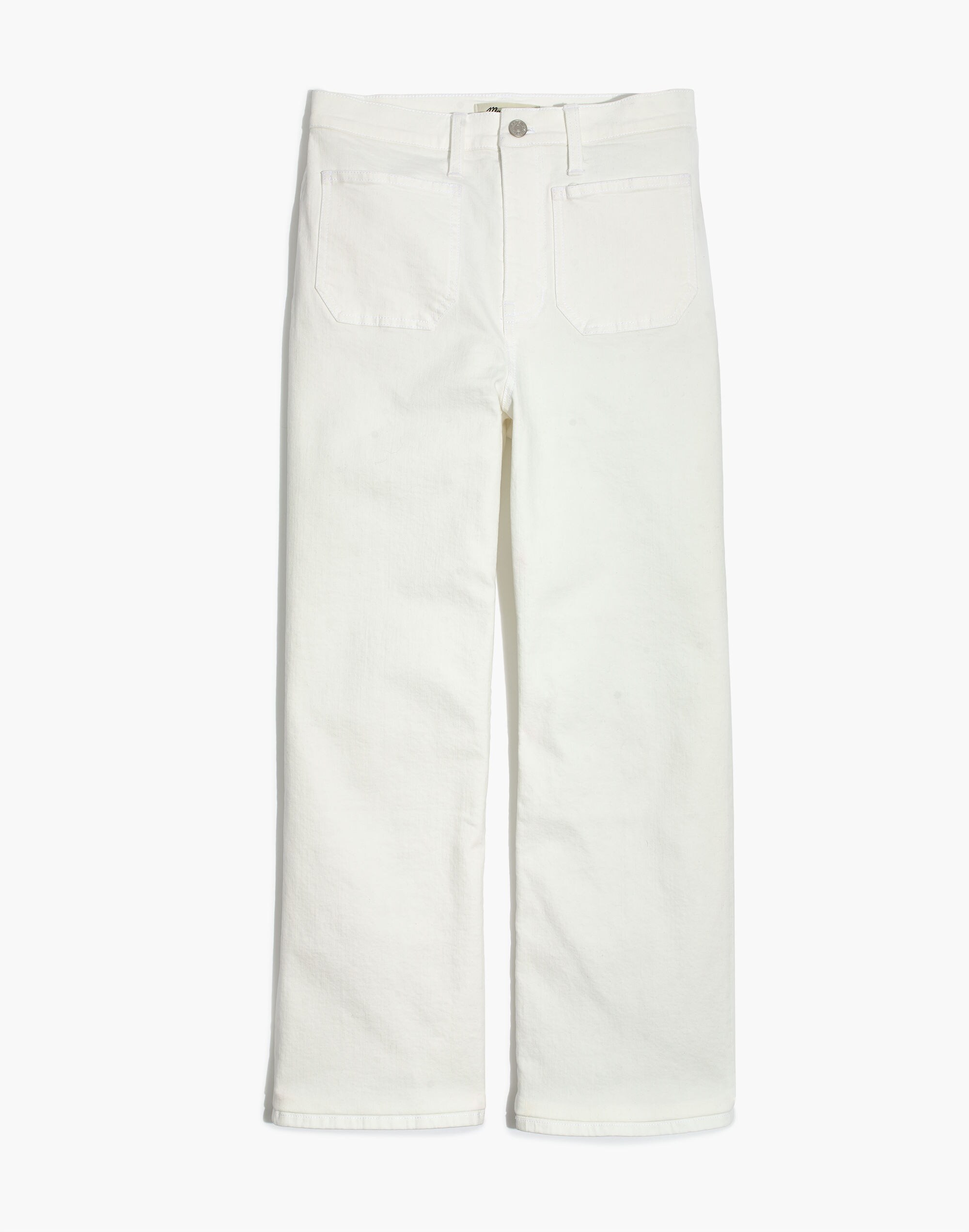 Slim Wide-Leg Jeans in Tile White: Patch Pocket Edition