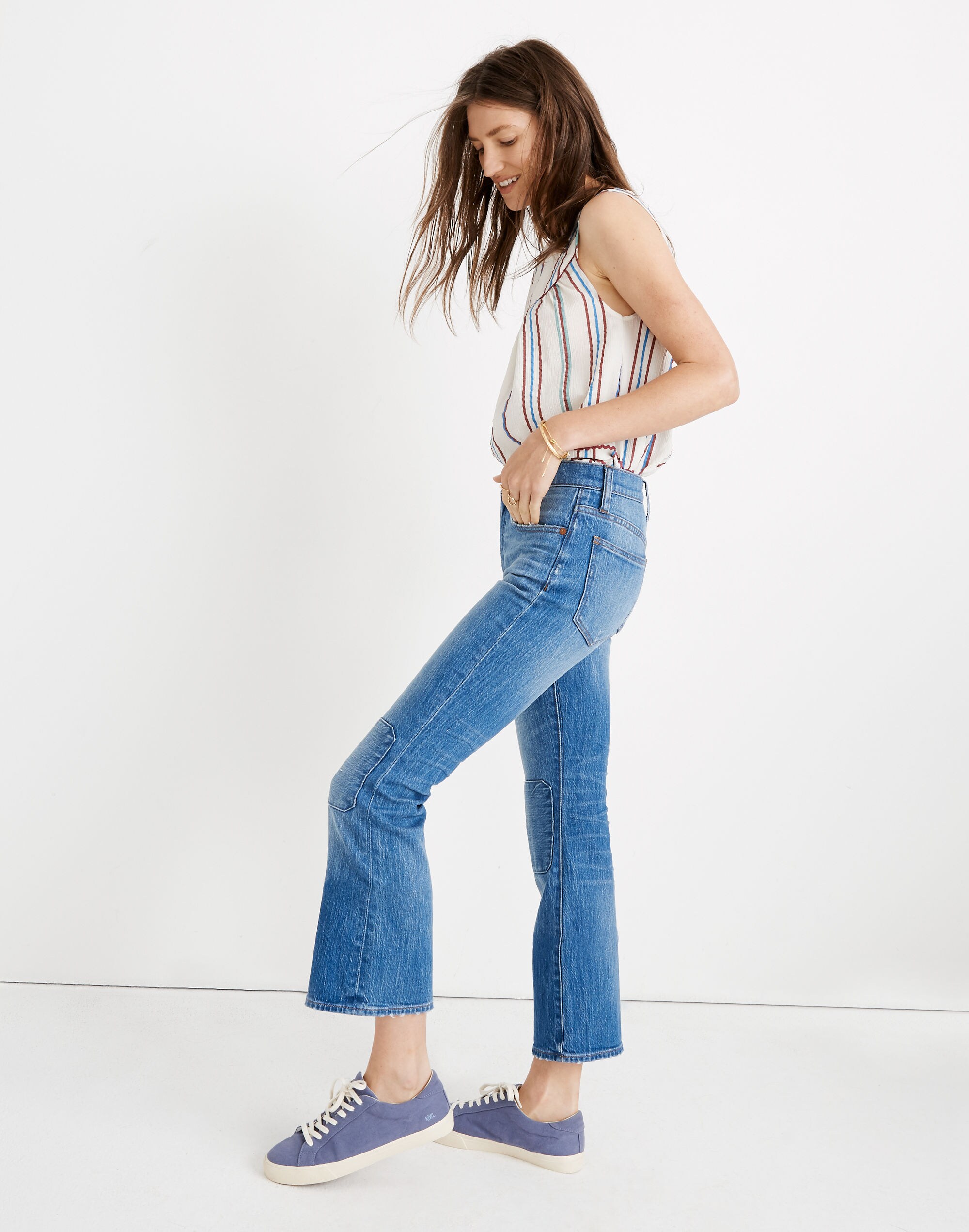 Cali Demi-Boot Jeans in Farrah Wash: Knee Patch Edition