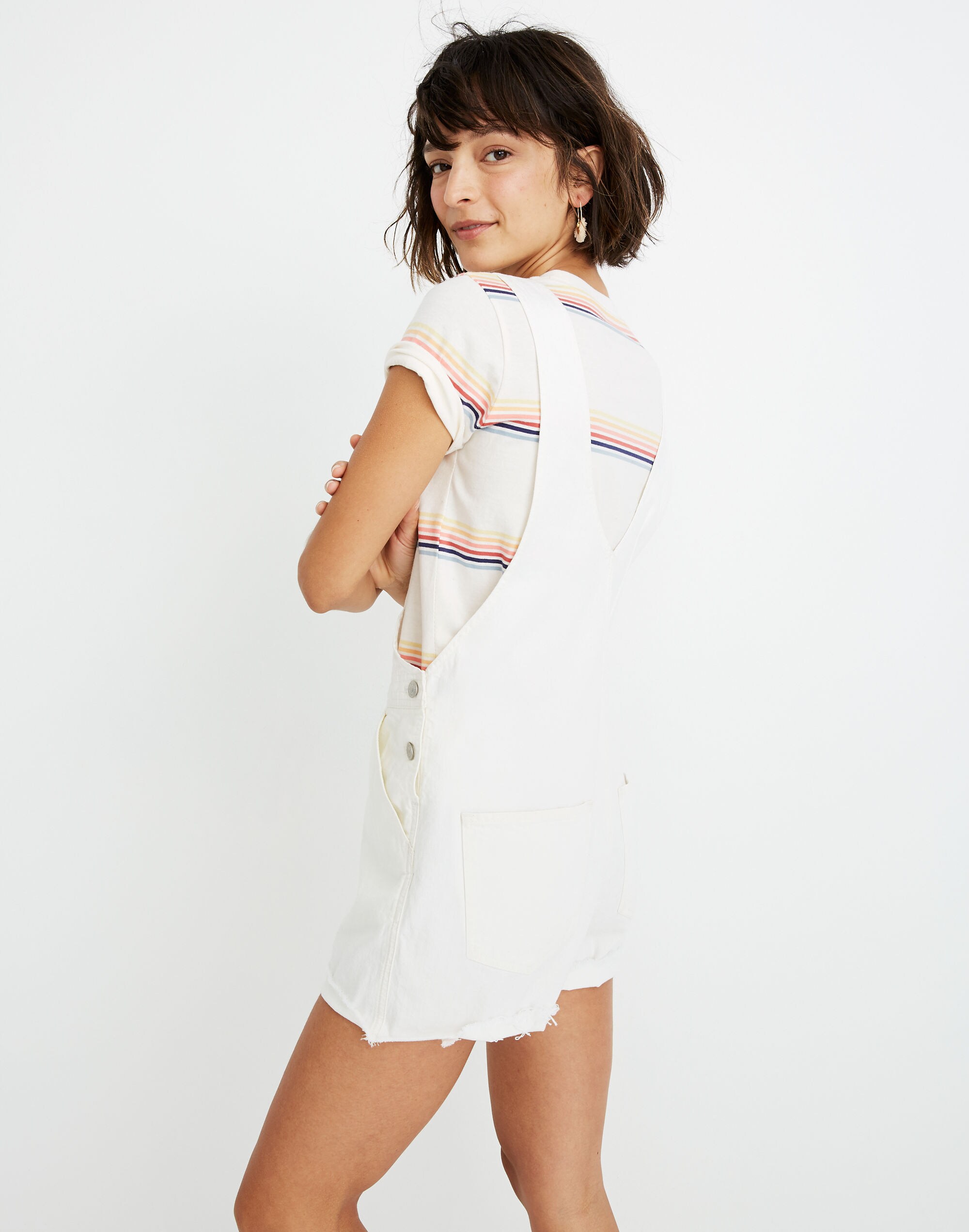Pinyon Short Overalls in Tile White