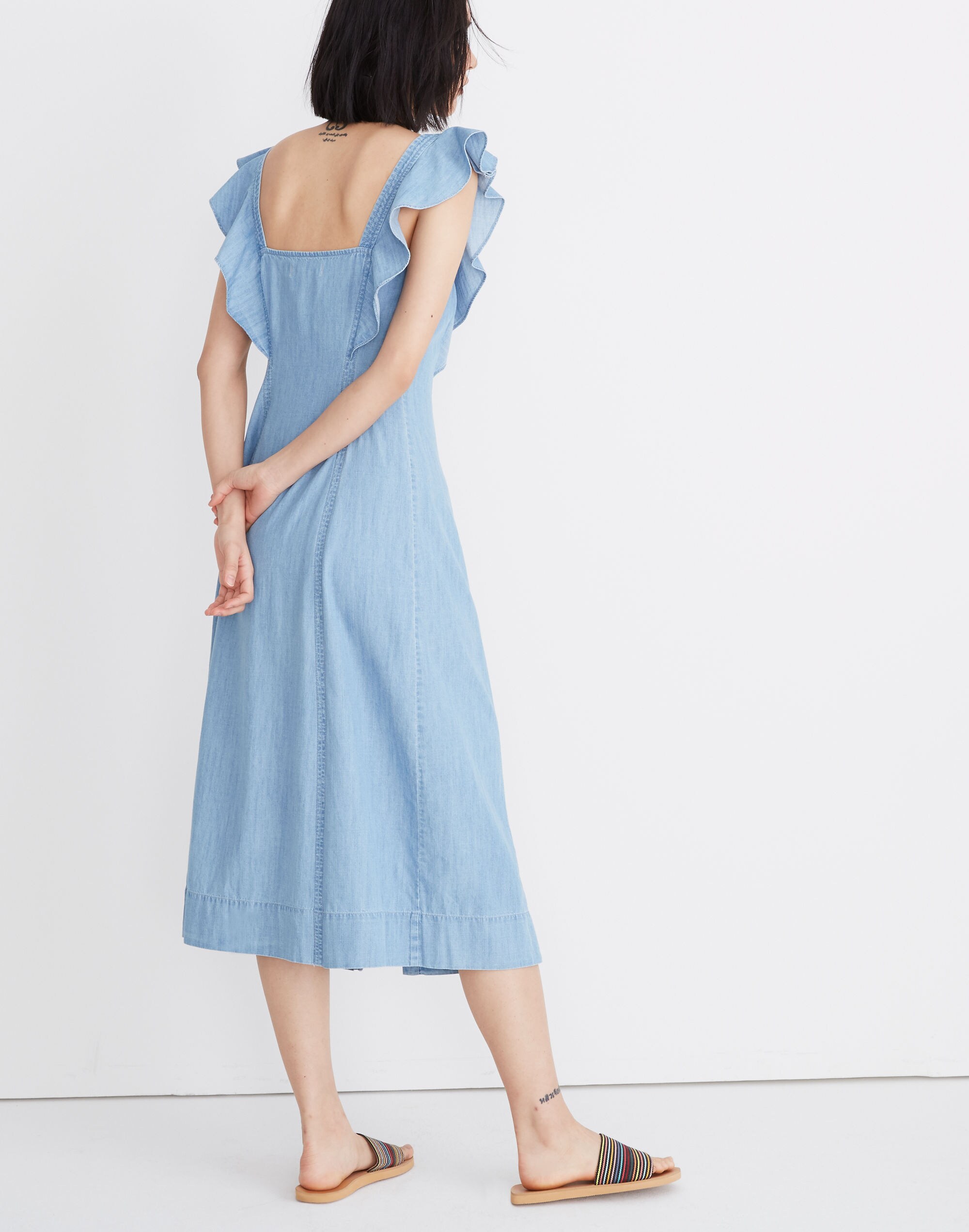 Denim Princess-Seamed Maxi Dress