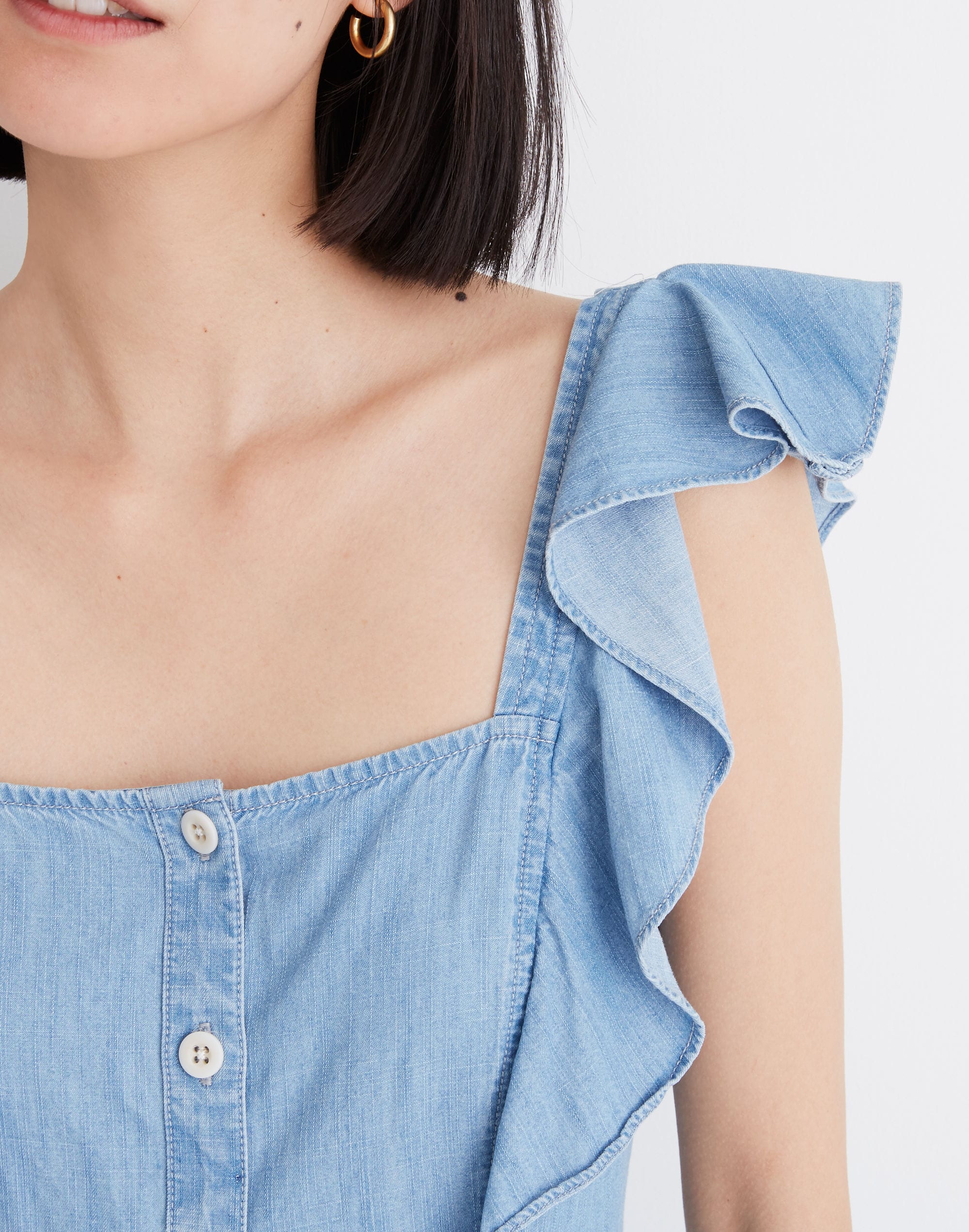 Denim Princess-Seamed Maxi Dress