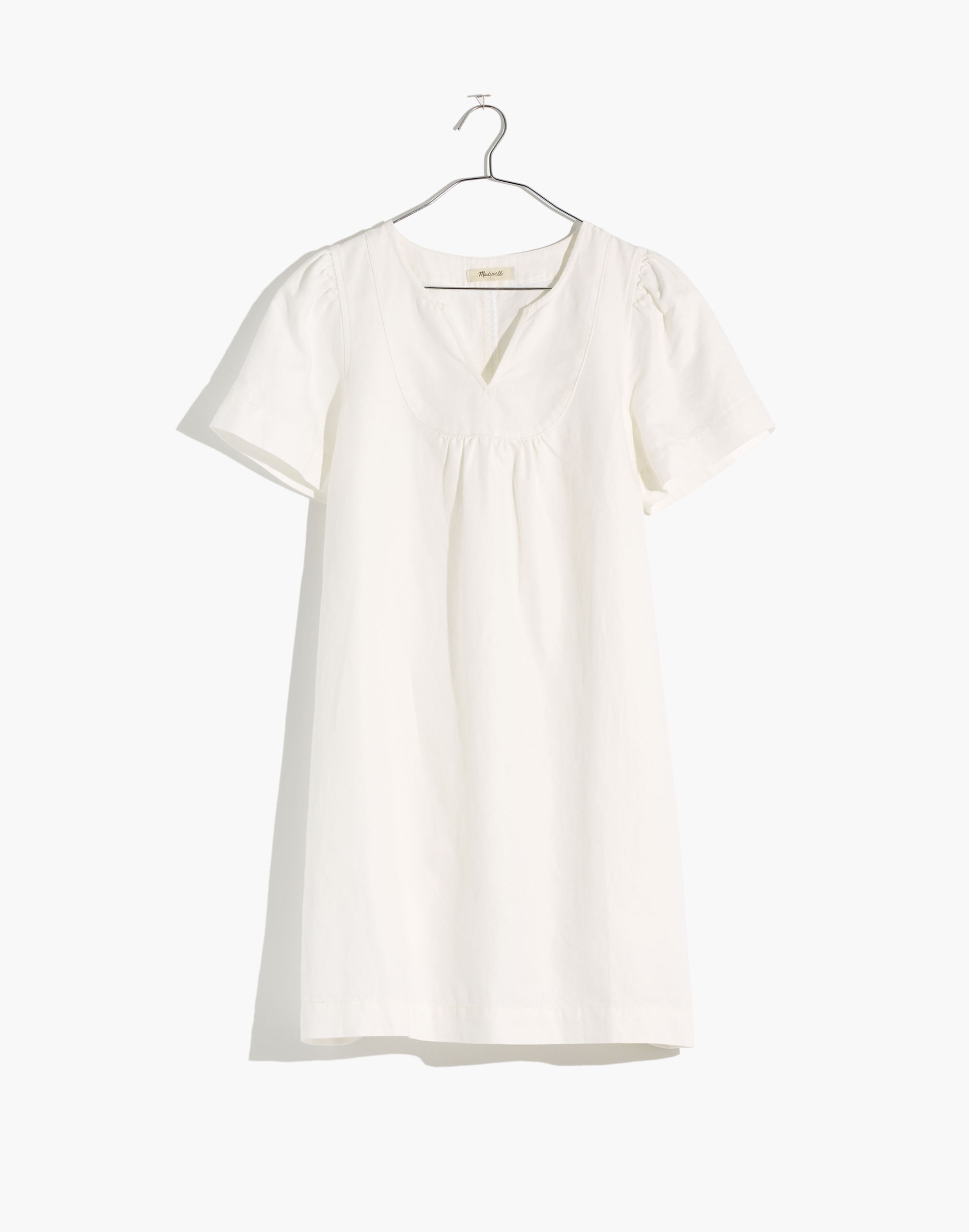 Denim Popover Swing Dress in Pure White