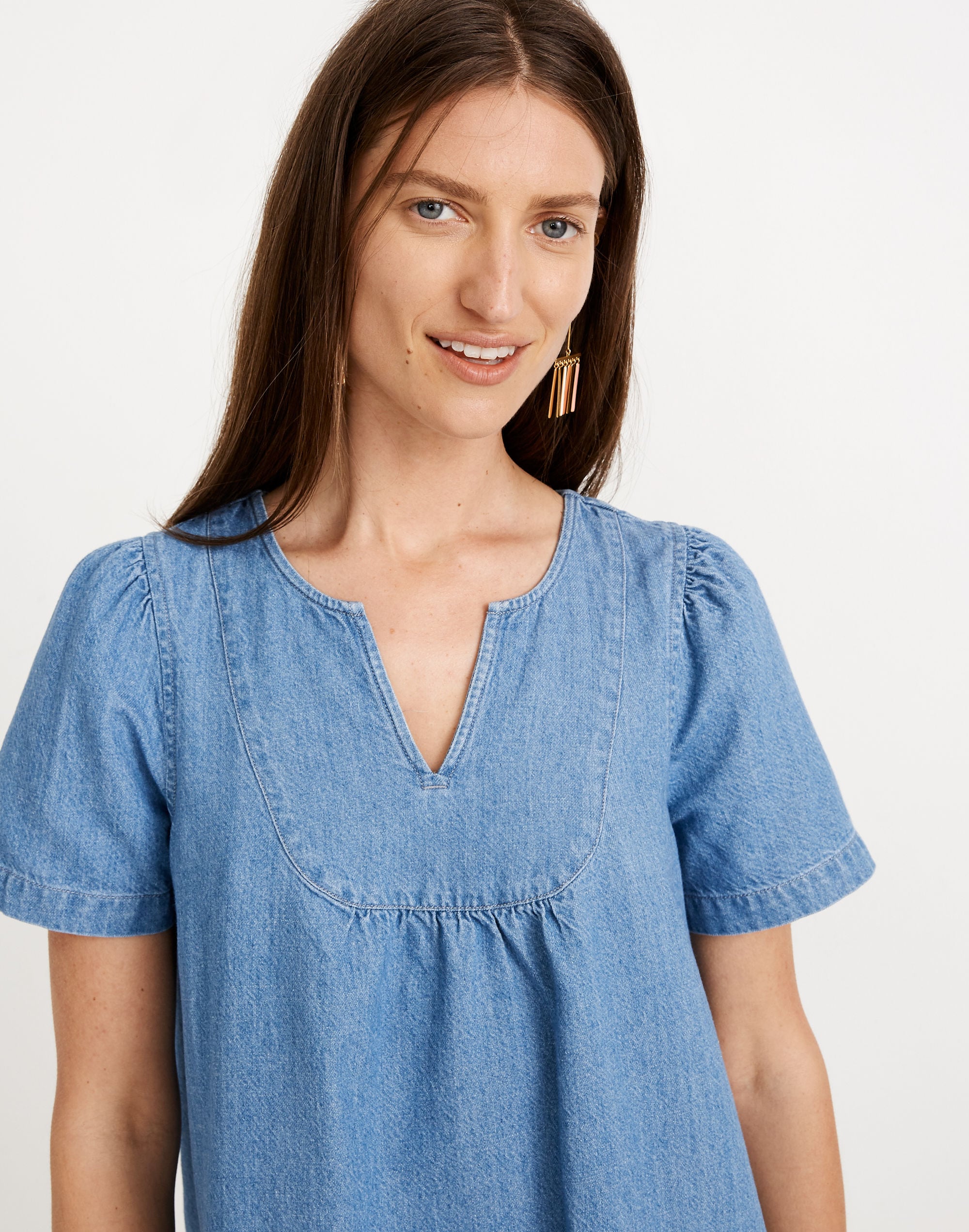 Denim Popover Swing Dress in Newsom Wash