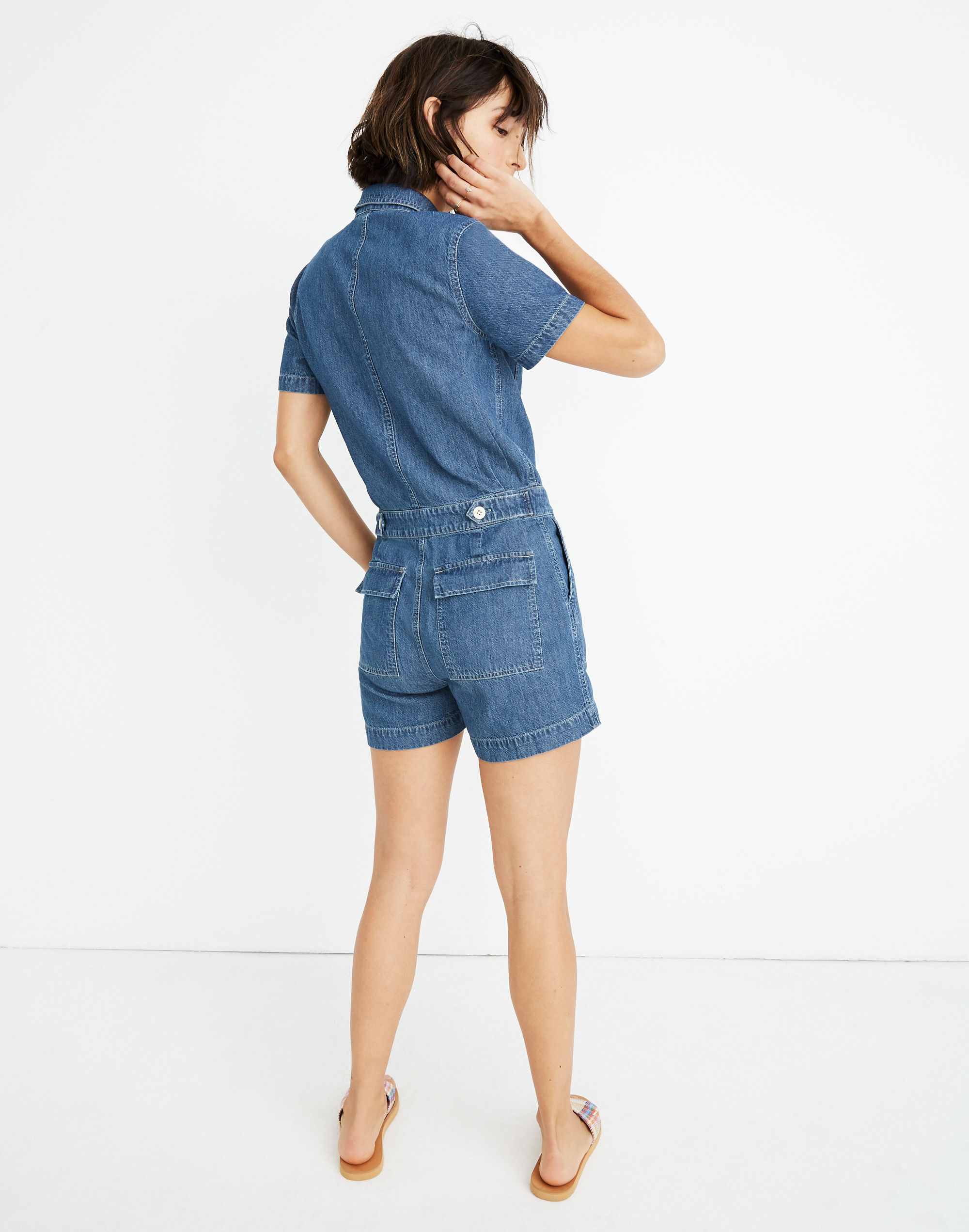 Petite Denim Coverall Romper