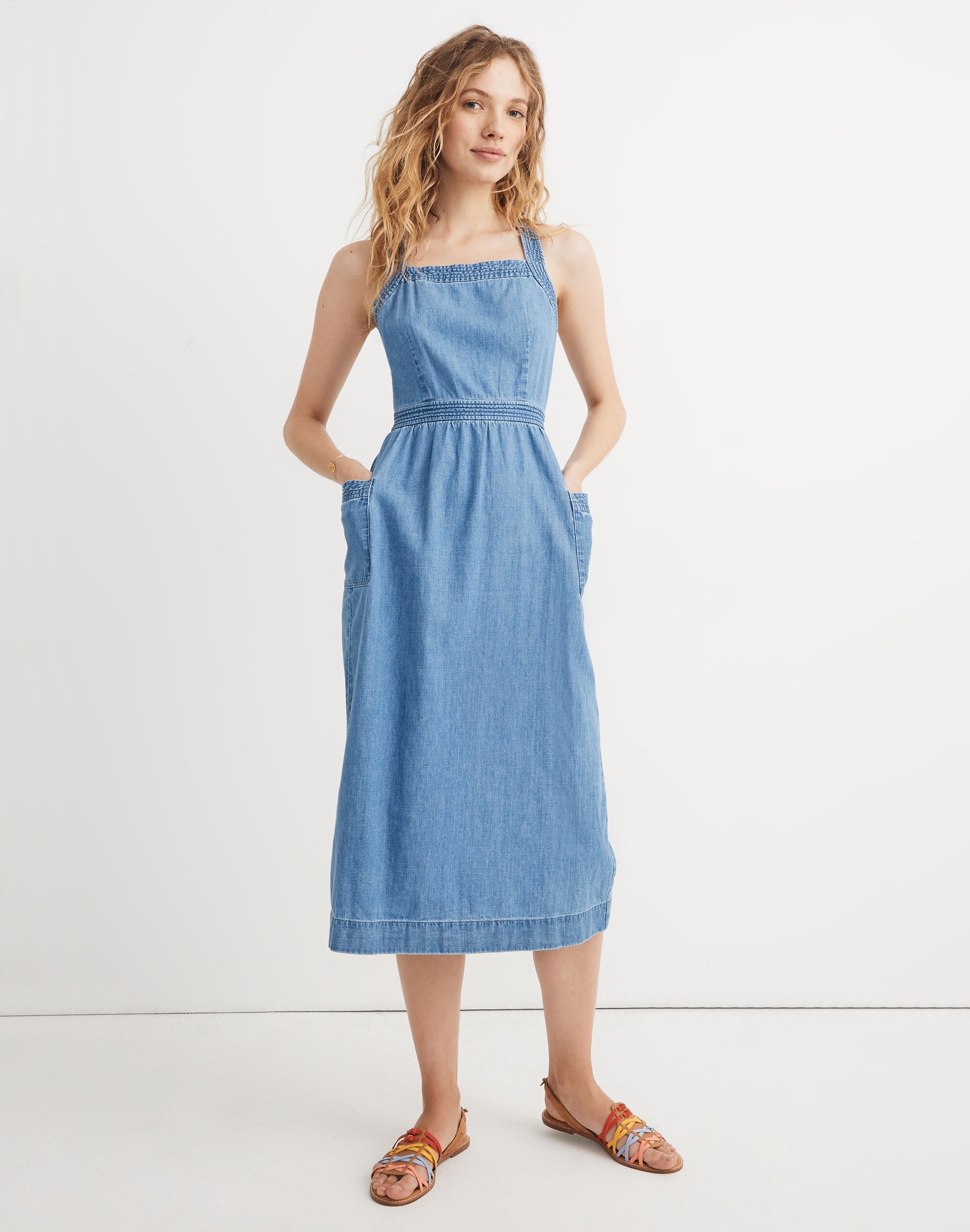 Denim Apron Midi Dress