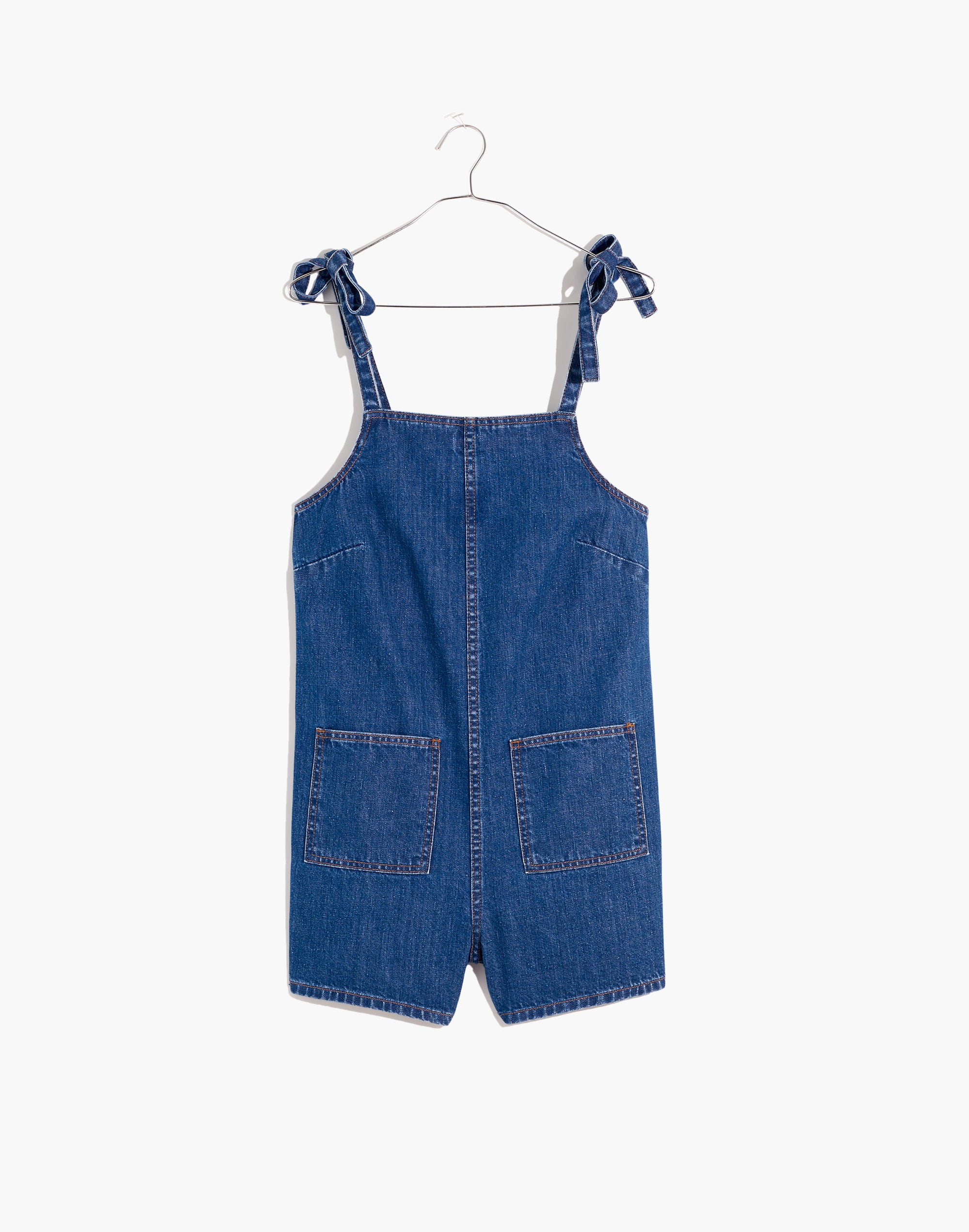 Tie-Strap Short Overalls in Marston Wash