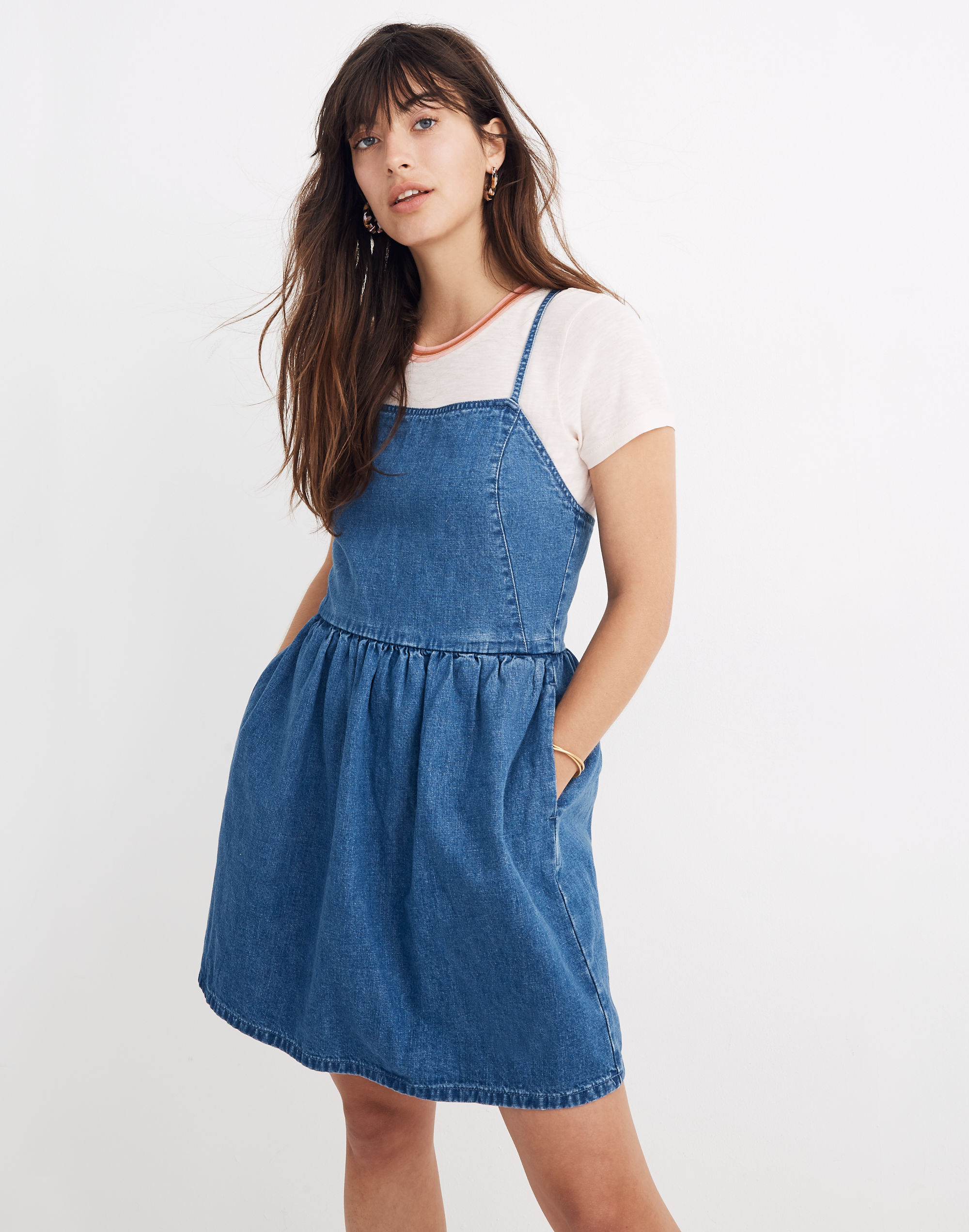 denim cross-back sundress