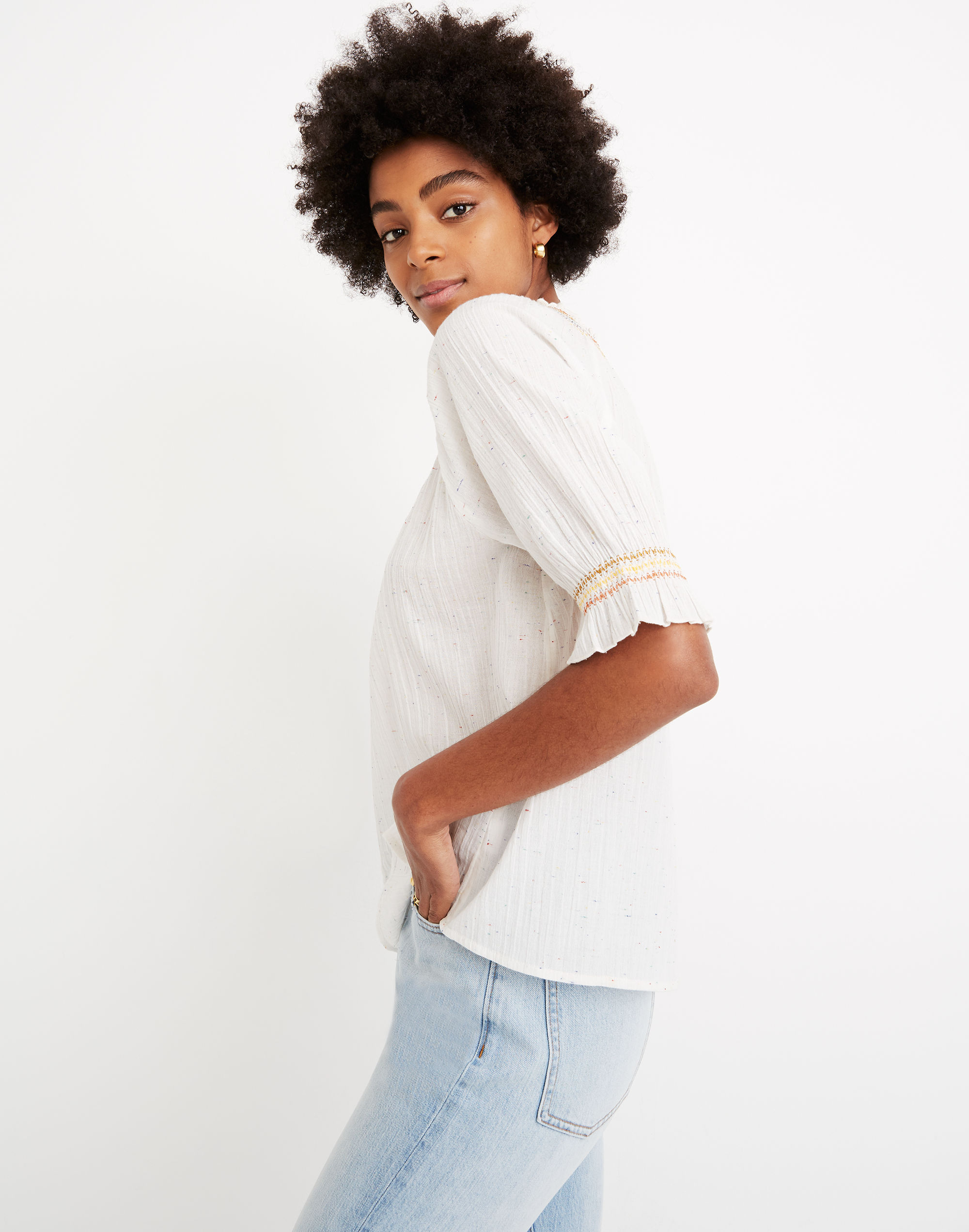 Rainbow Smocked Peasant Top