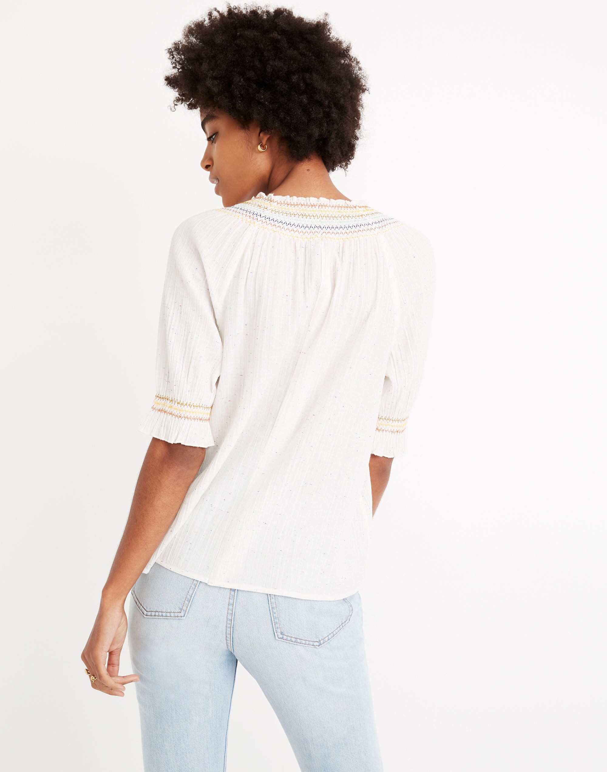 Rainbow Smocked Peasant Top