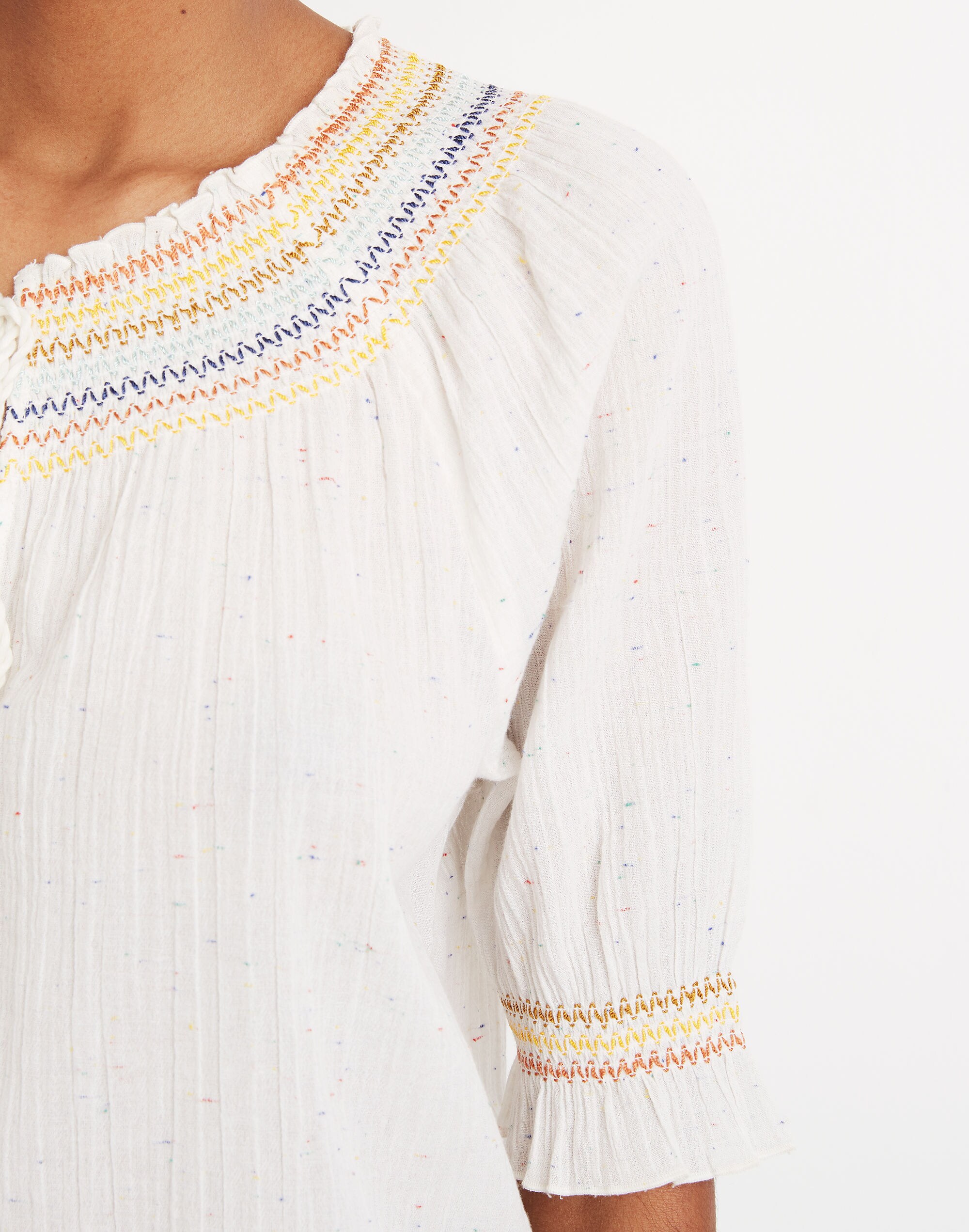 Rainbow Smocked Peasant Top