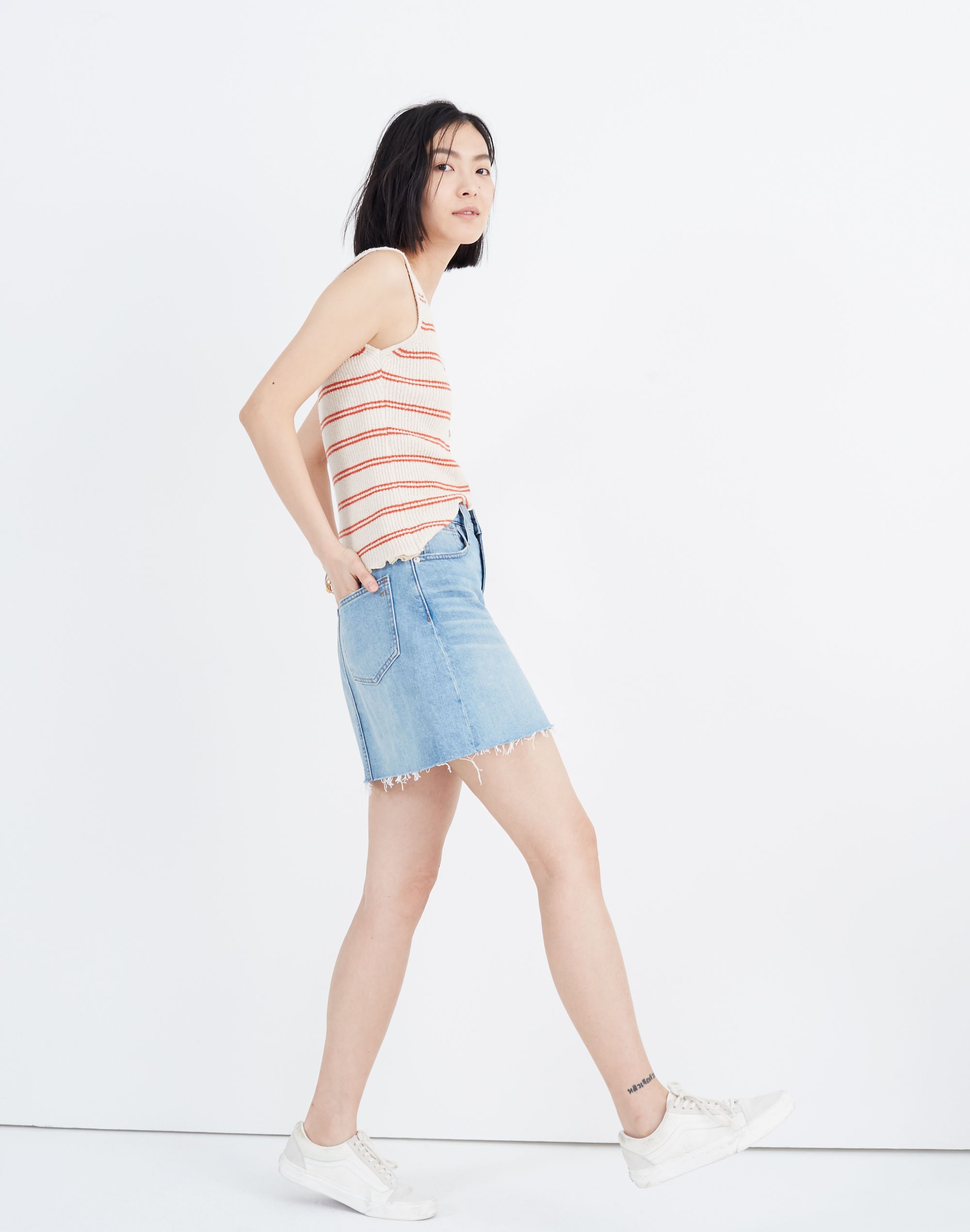 Rigid Denim A-Line Mini Skirt in Lovell Wash