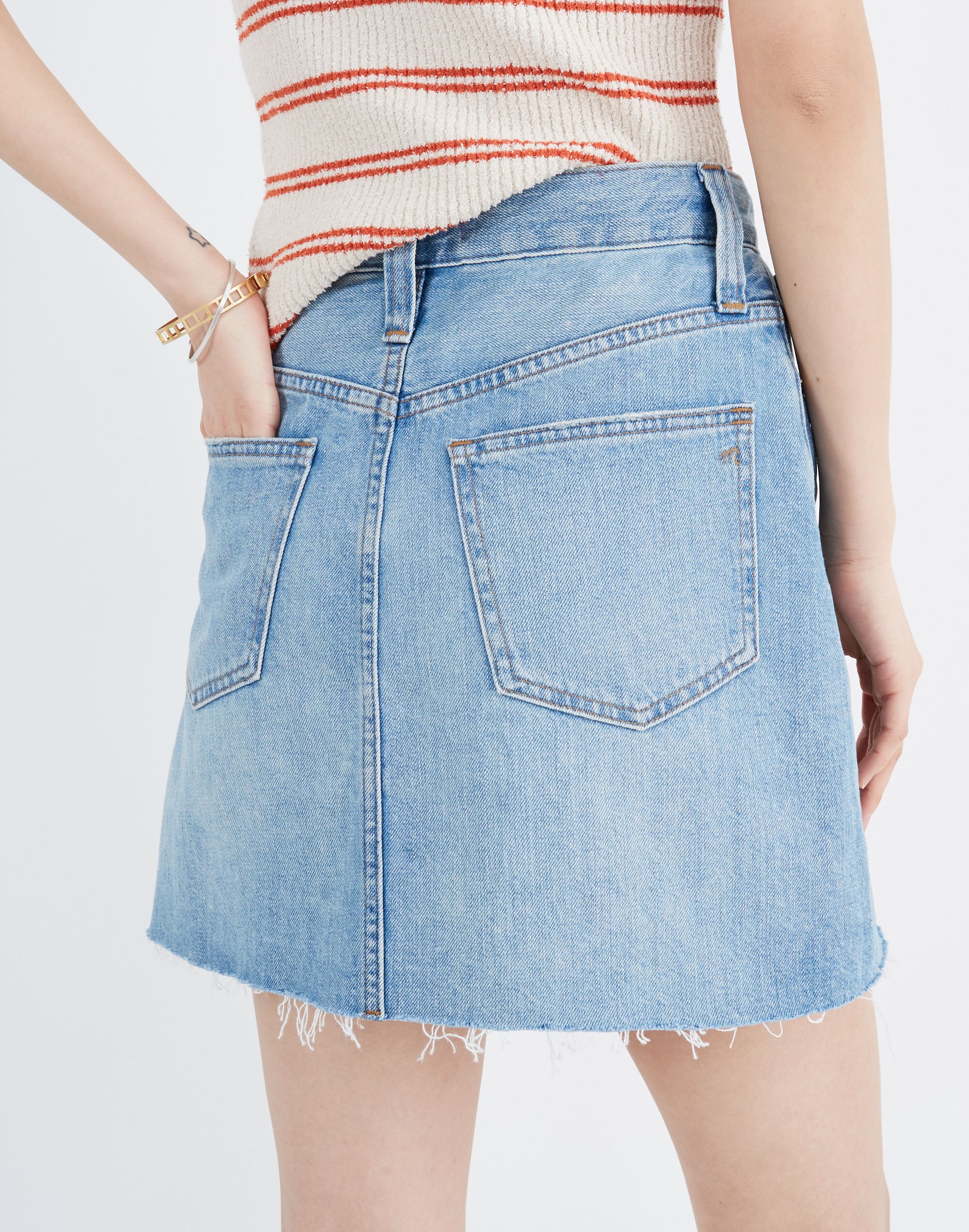 Rigid Denim A-Line Mini Skirt in Lovell Wash