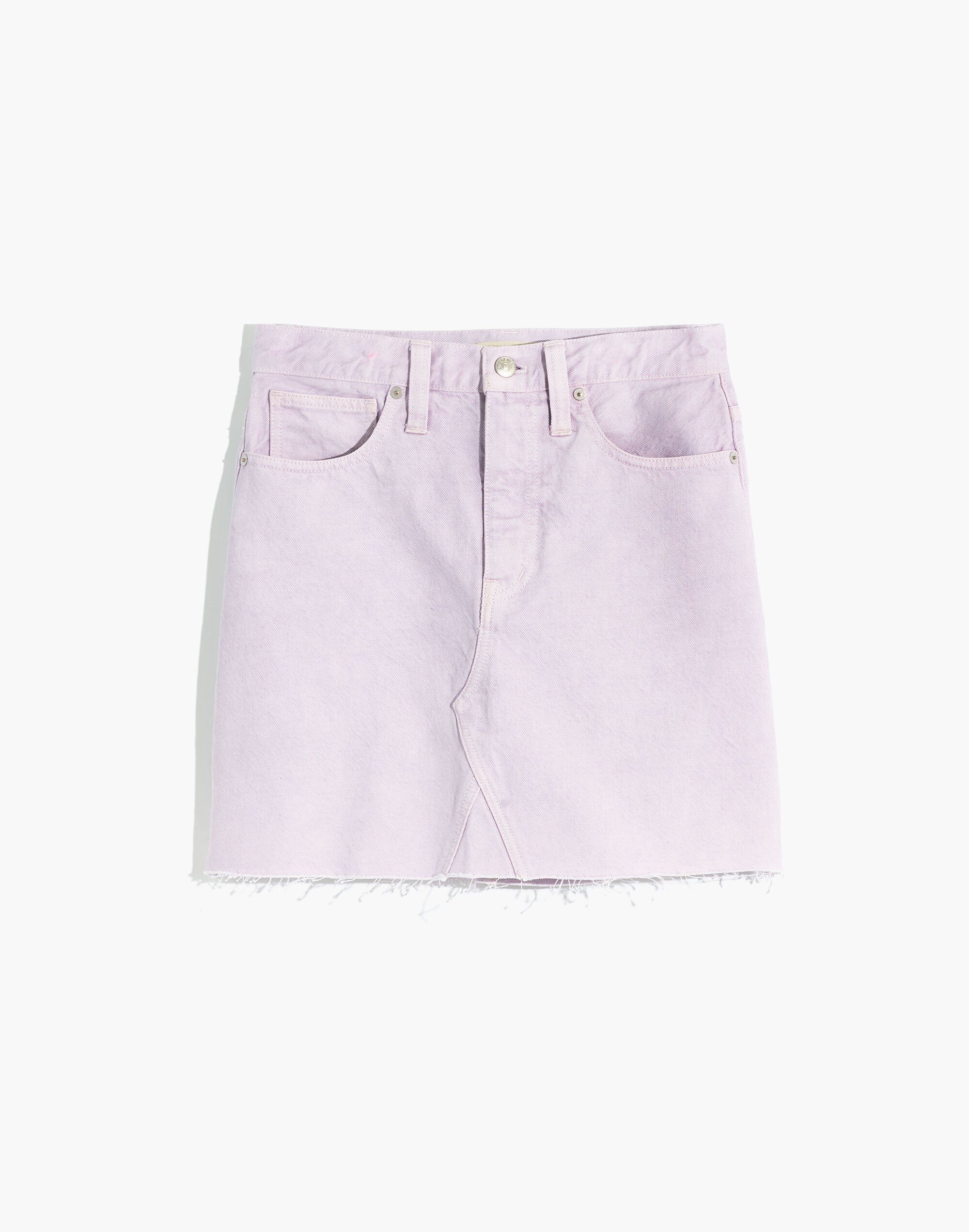 Rigid Denim A-Line Mini Skirt in Marble Lilac