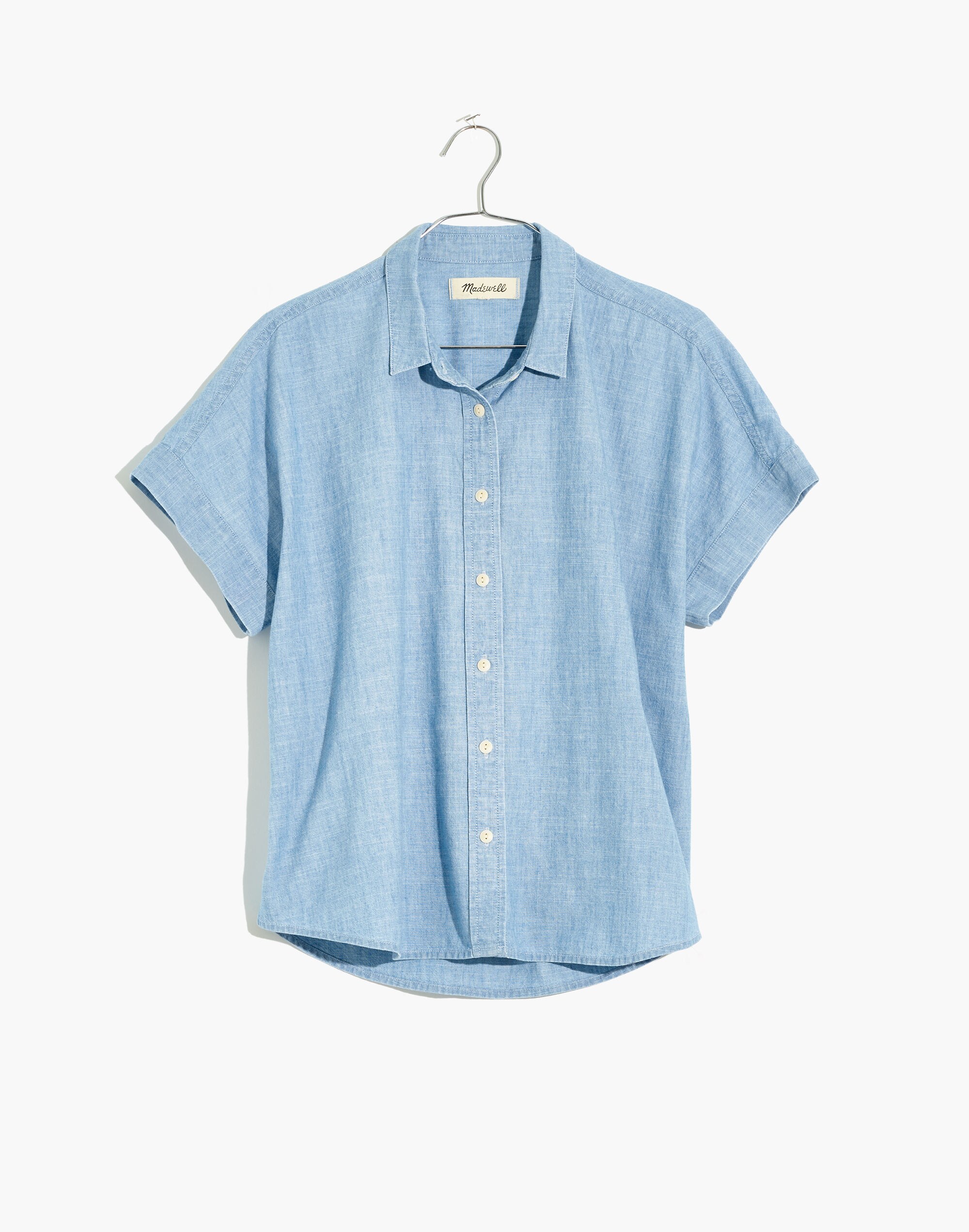 Chambray Cropped Button-Down Shirt in Mabry Wash