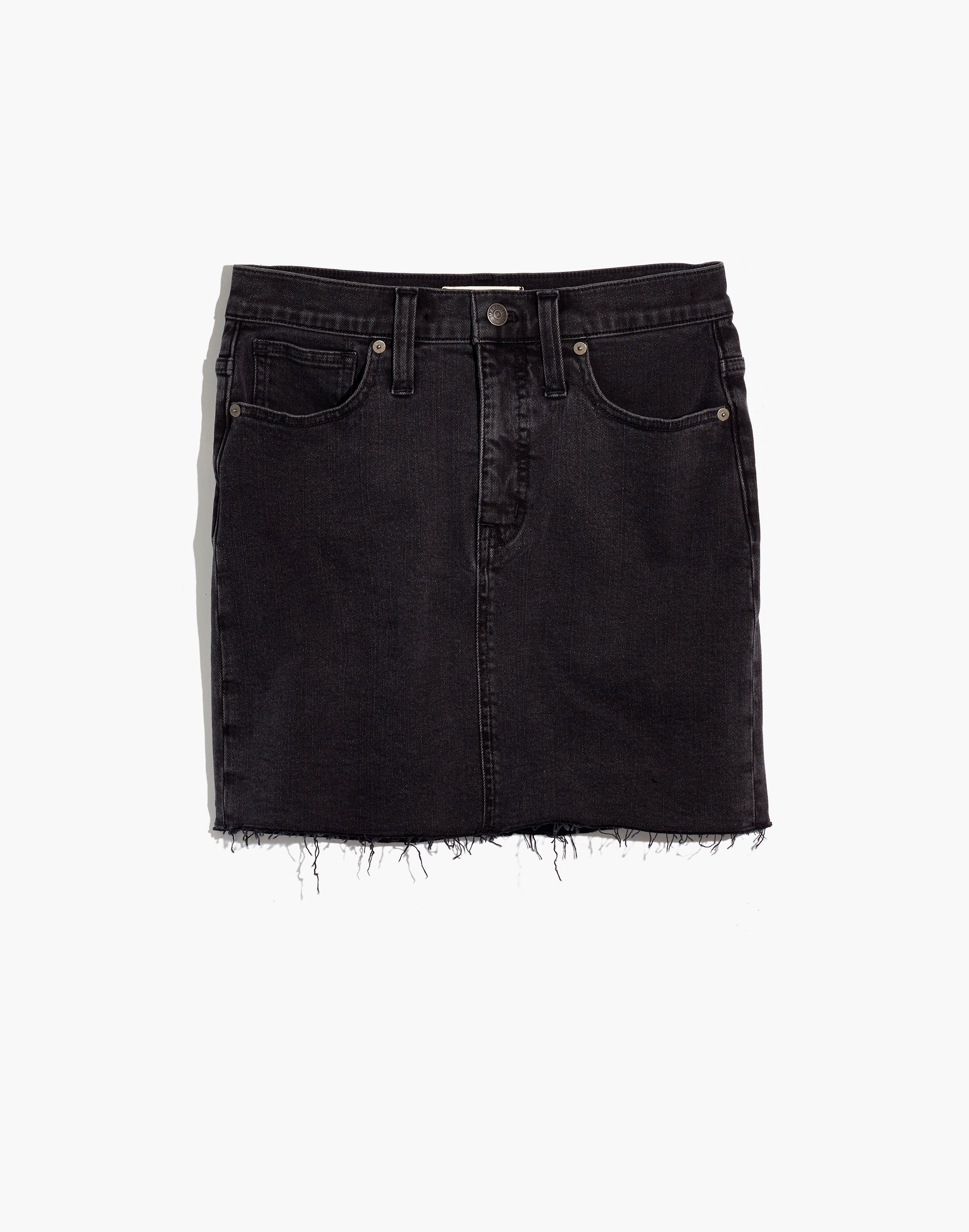 Stretch Denim Straight Mini Skirt in Ashcraft Wash: Raw-Hemmed Edition