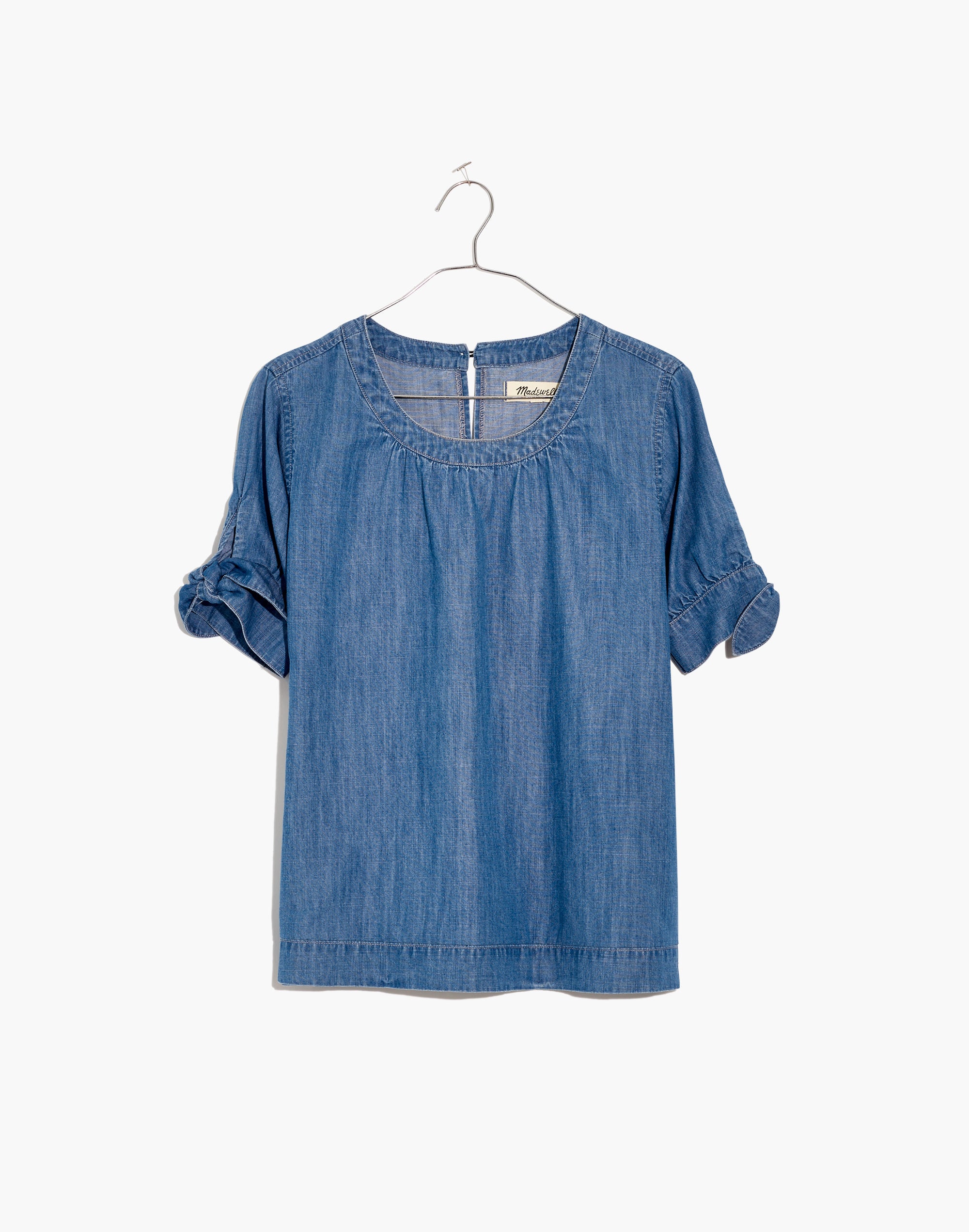 Denim Tie-Cuff Shirt in Caden Wash