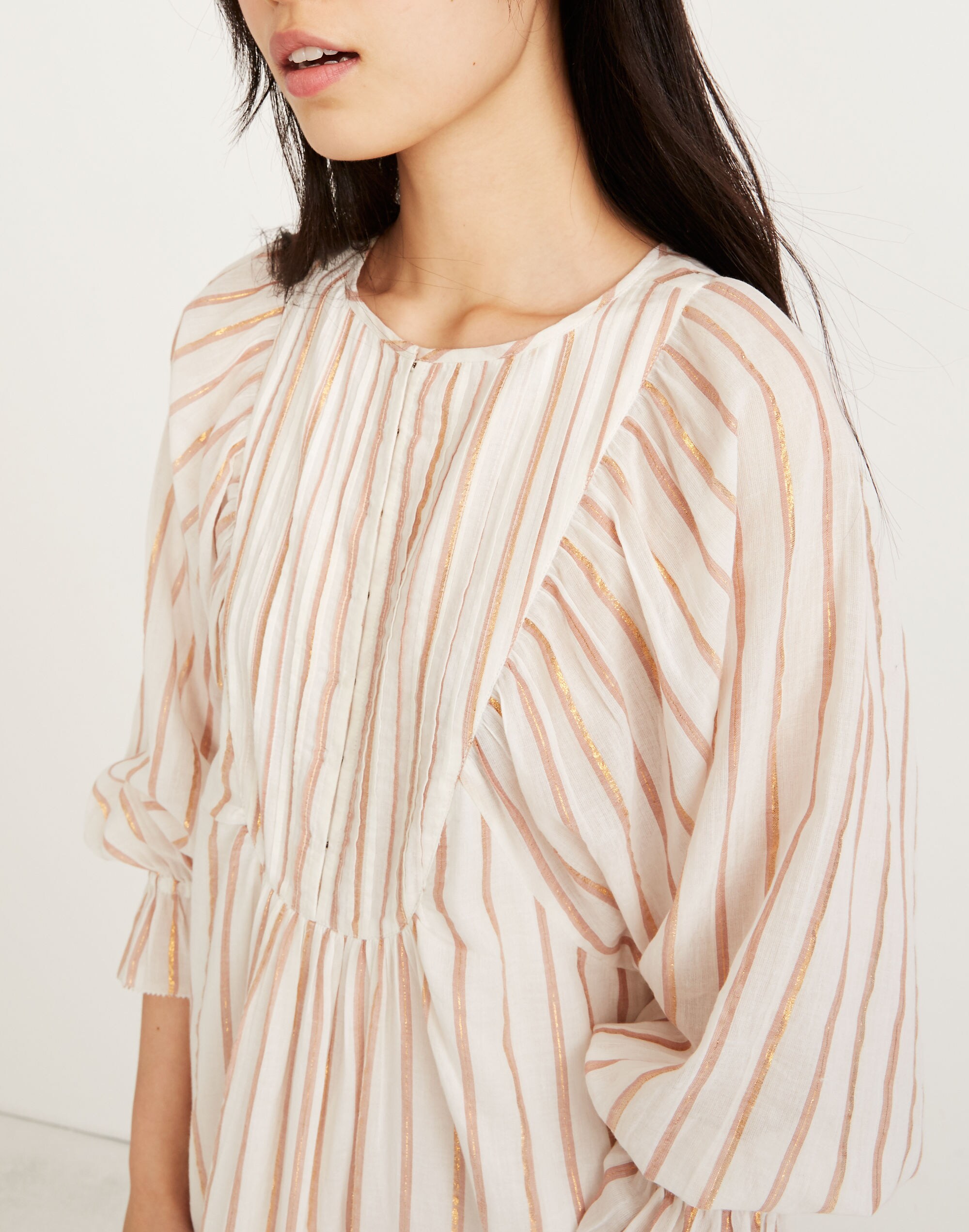 Apiece Apart&trade; Francesca Bib Tier Dress in Metallic Stripes