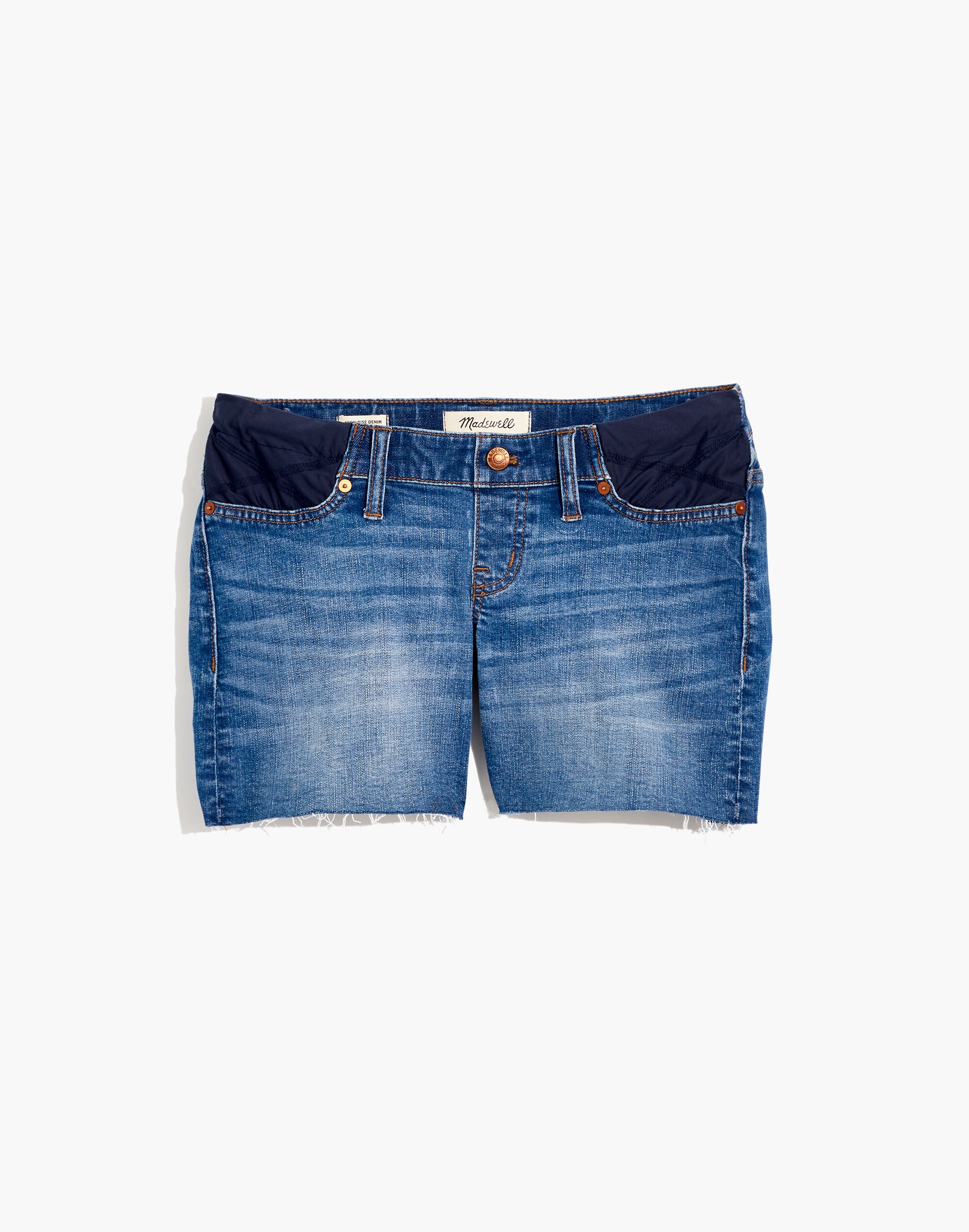 Maternity Side-Inset Jean Shorts in Holmes Wash: Adjustable Edition