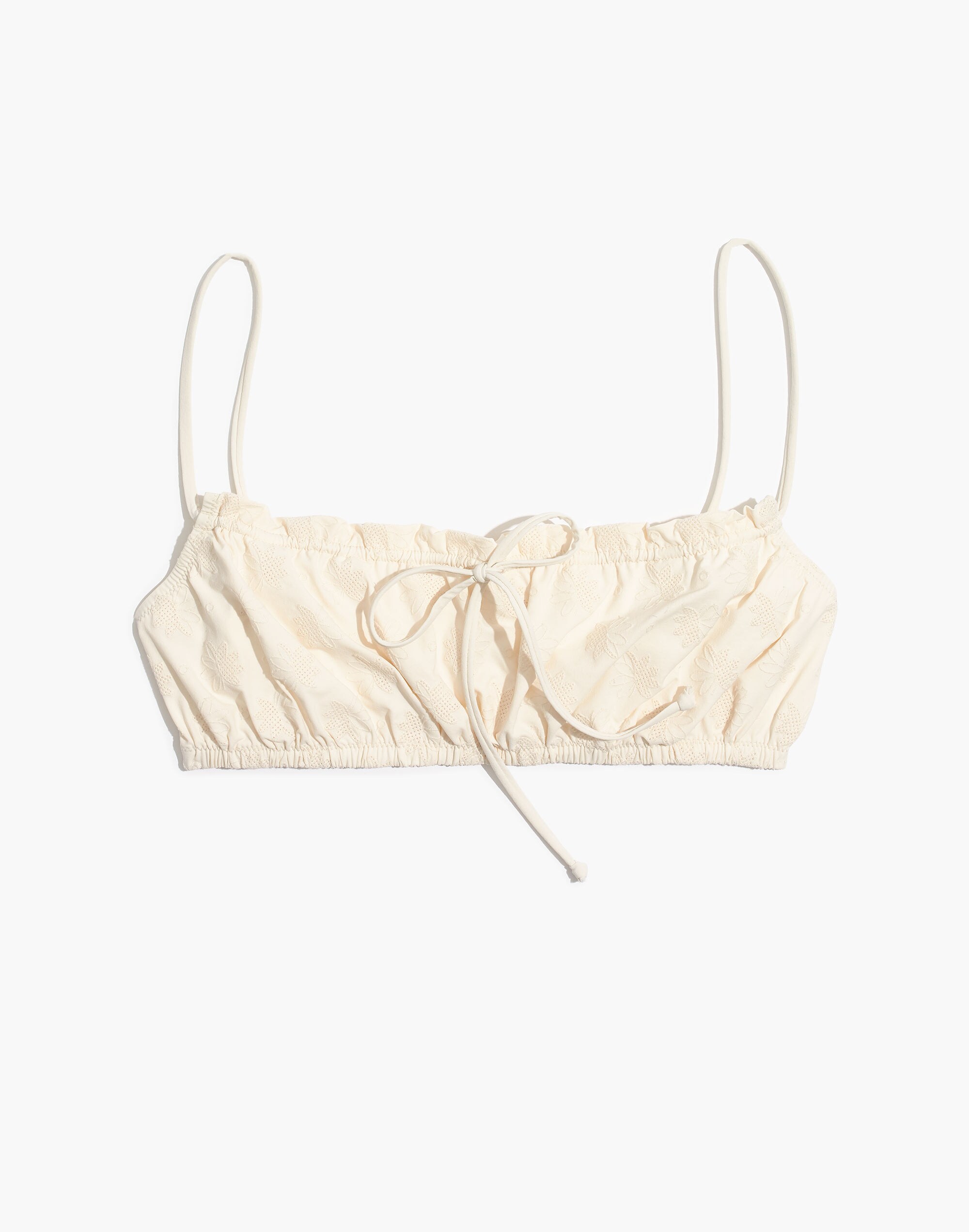 Madewell Second Wave Ruffled Drawstring Bikini Top in Embroidered ...
