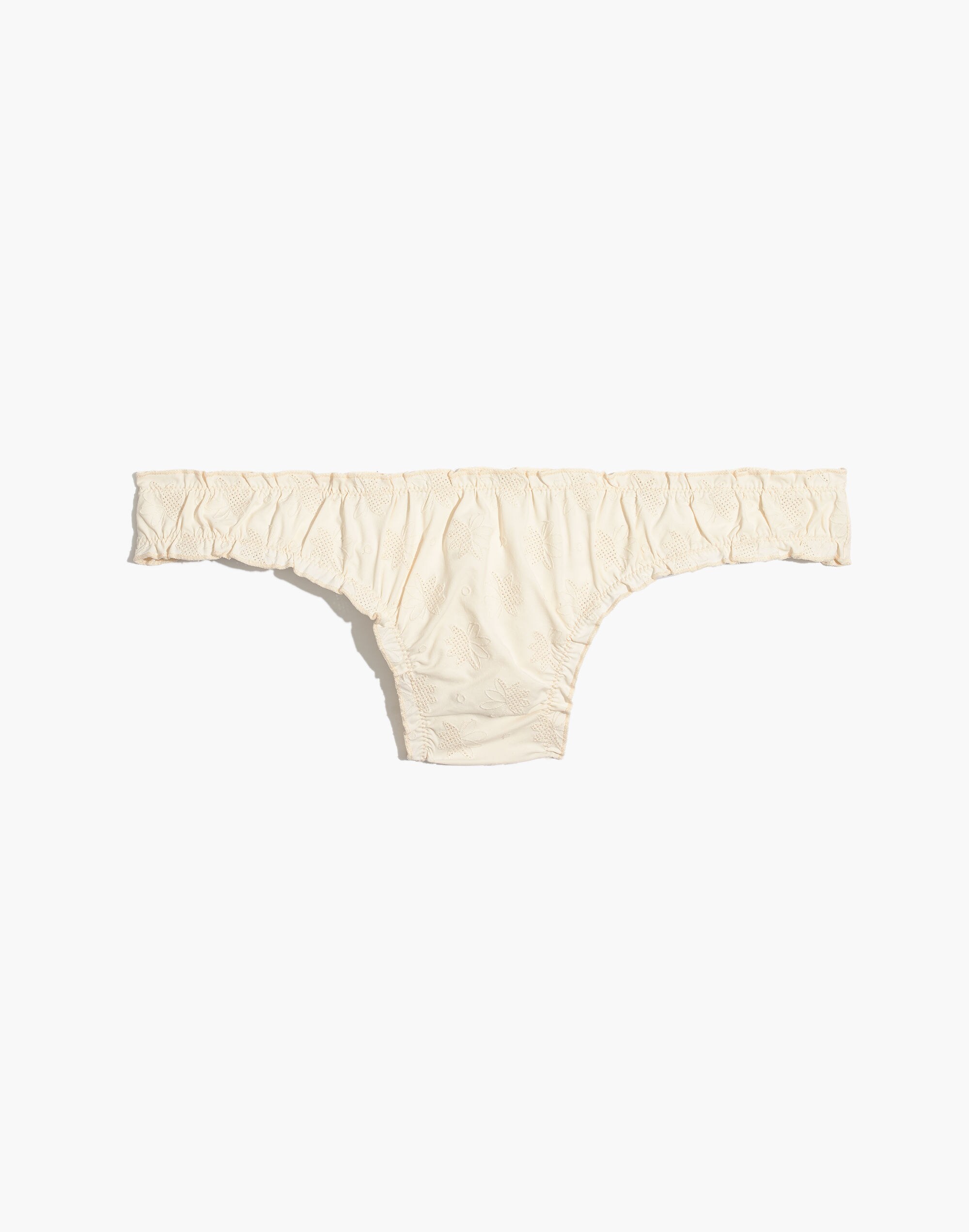 Madewell Second Wave Ruffled Bikini Bottom in Embroidered Eyelet