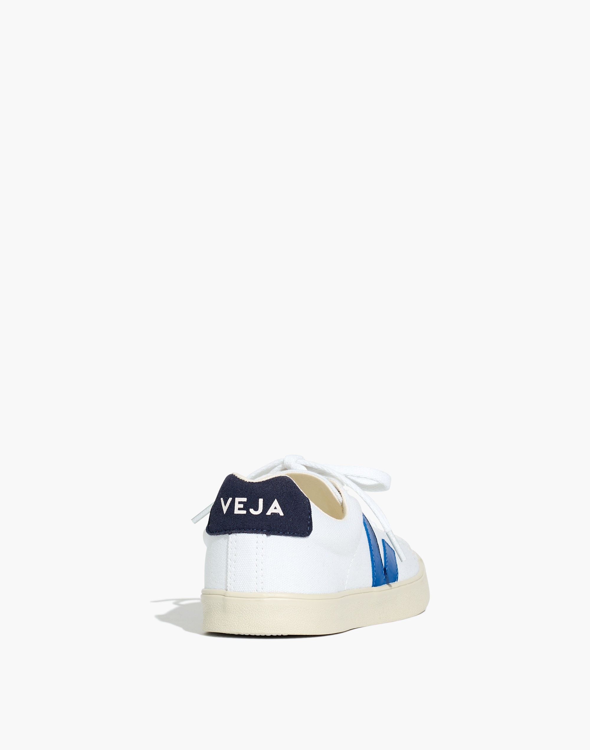Veja&trade; Canvas Esplar SE Low Sneakers in White with Blue Accents