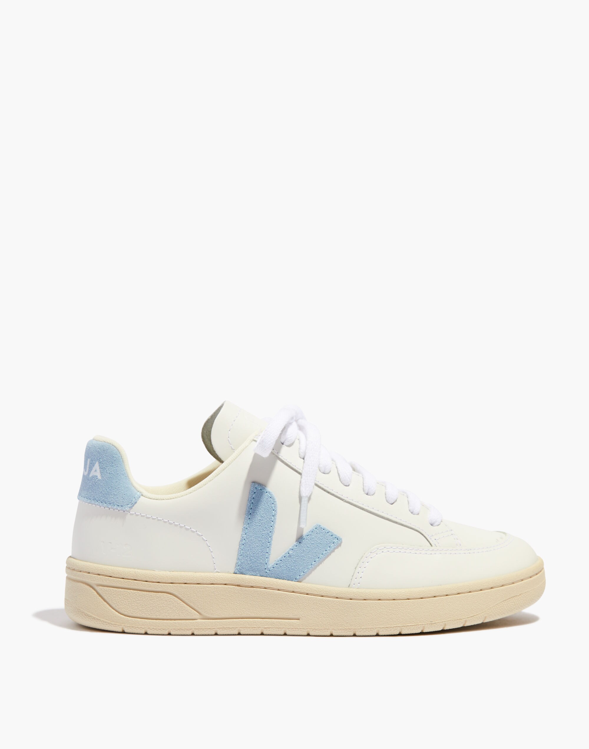 Veja&trade; Leather V-12 Lace-Up Sneakers in White and Natural