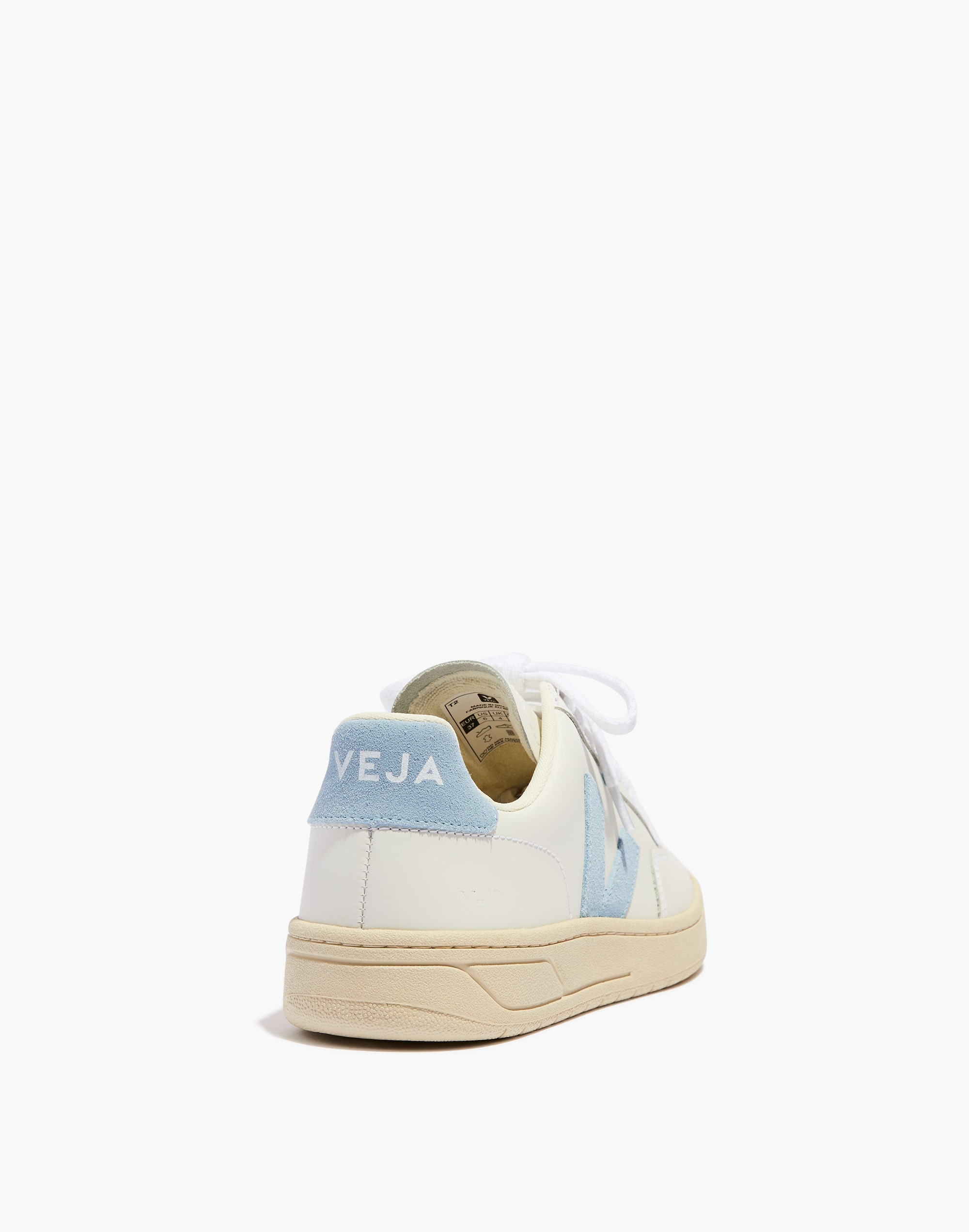 Veja&trade; Leather V-12 Lace-Up Sneakers in White and Natural