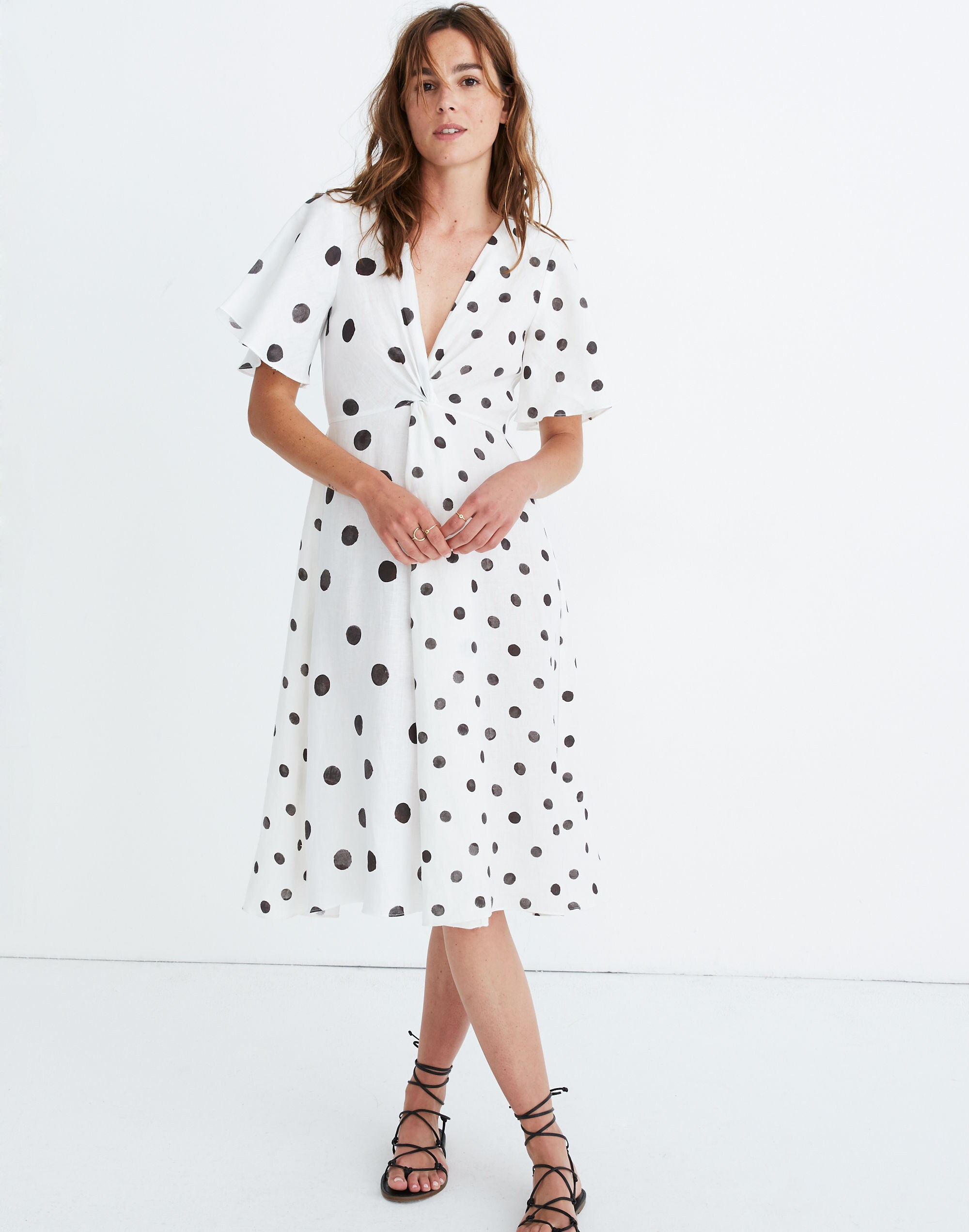 WHIT&reg; Twist Midi Dress in Polka Dot