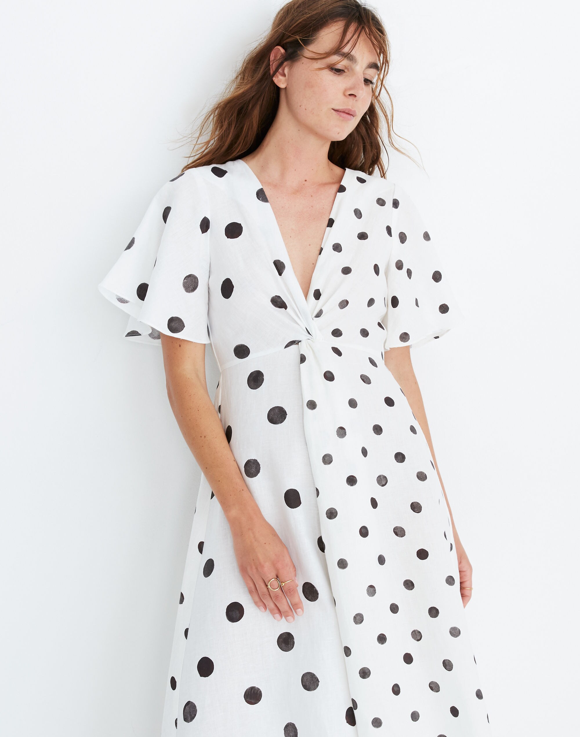 WHIT&reg; Twist Midi Dress in Polka Dot