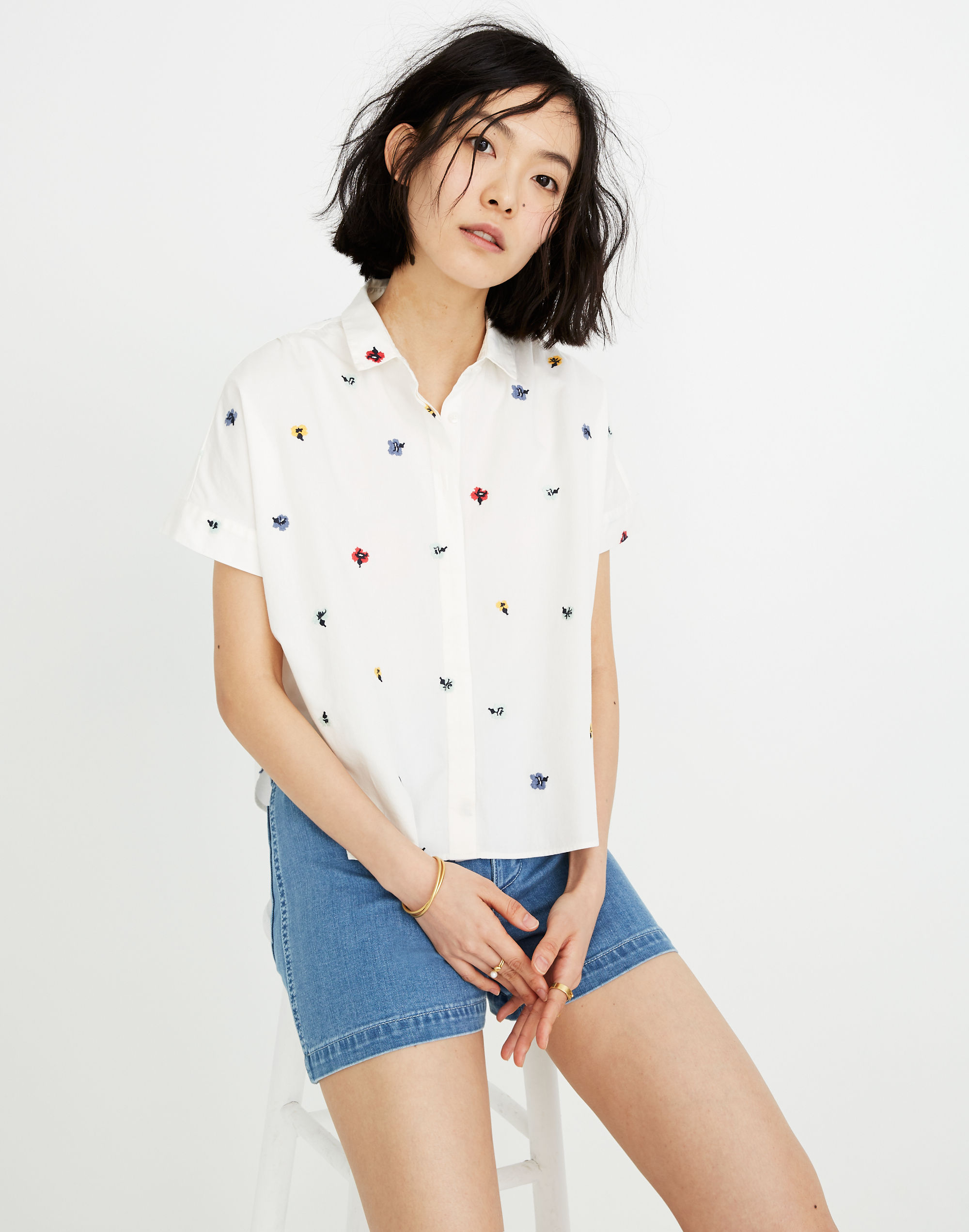 Embroidered Hilltop Shirt in Confetti Floral
