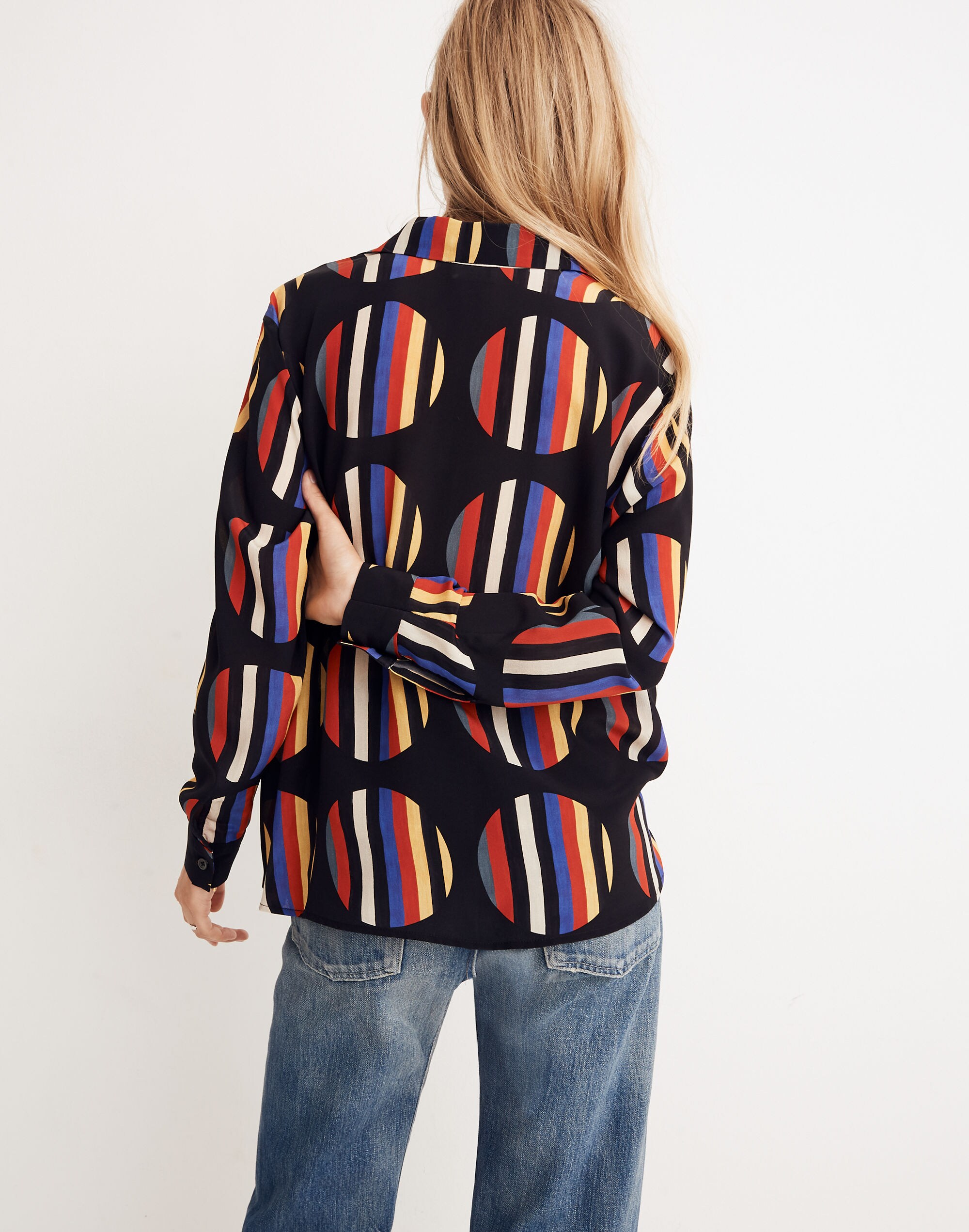 WHIT&reg; Silk Dada Shirt in Camera Stripe Dot