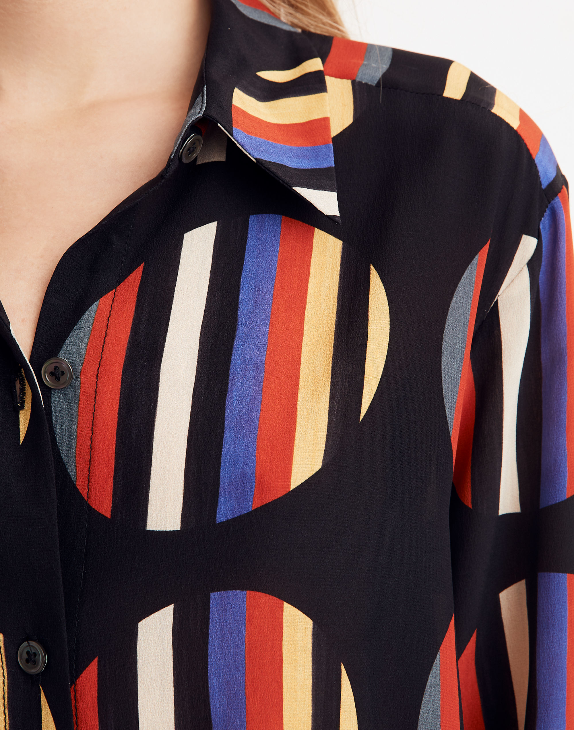 WHIT&reg; Silk Dada Shirt in Camera Stripe Dot