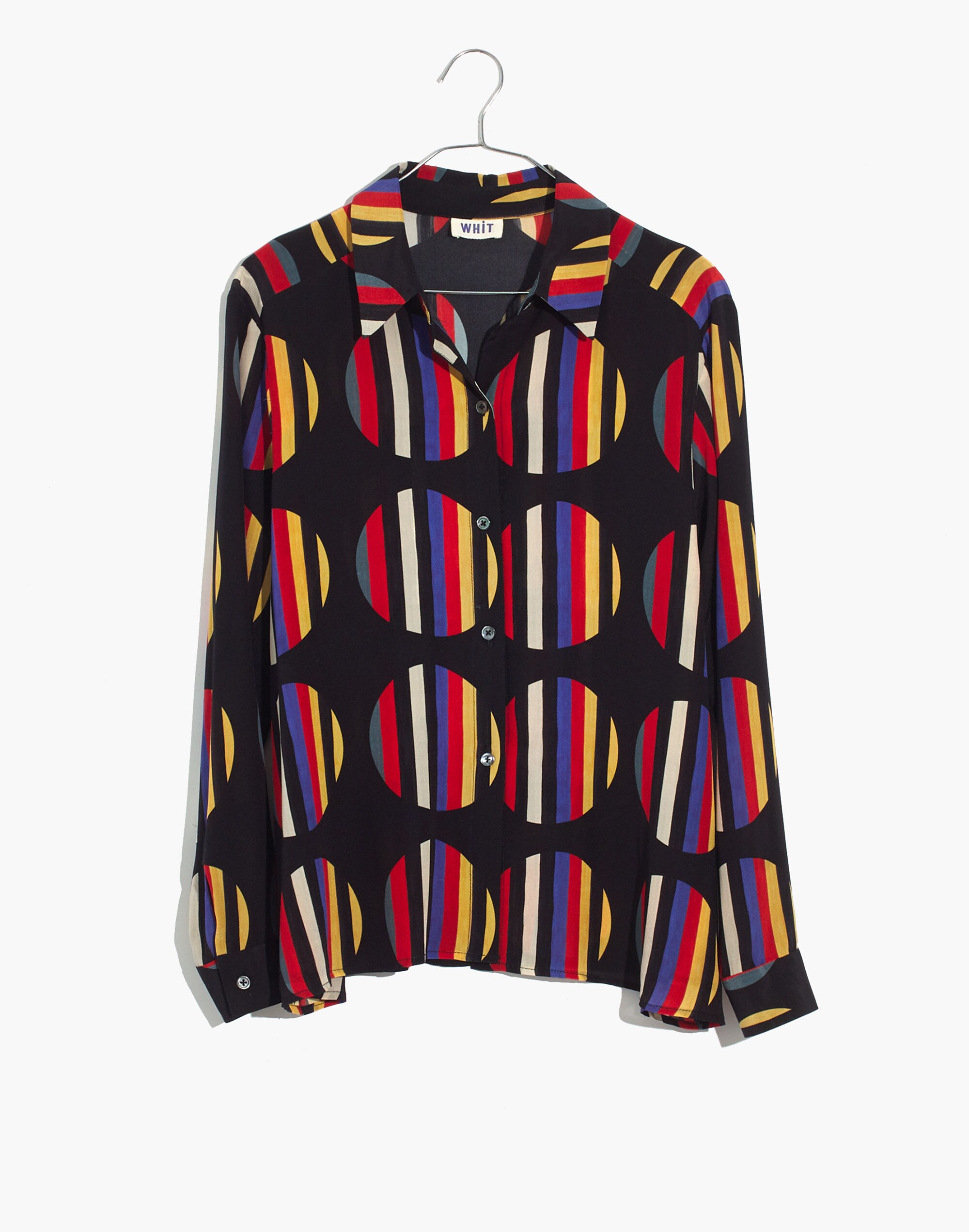 WHIT&reg; Silk Dada Shirt in Camera Stripe Dot