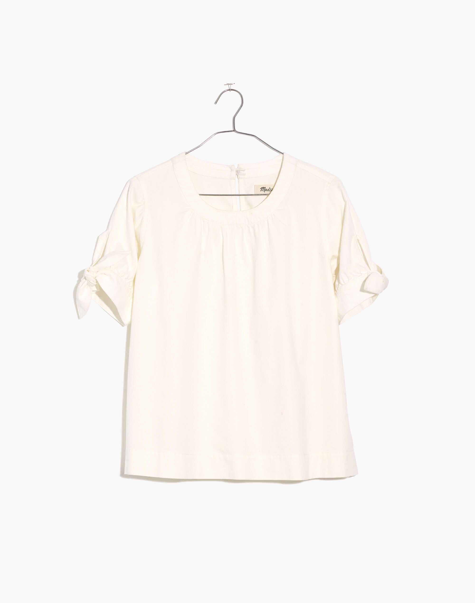 Denim Tie-Cuff Shirt in Pure White